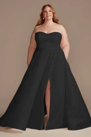 db-studio-strapless-satin-wedding-dress-with-slit-in-black-size-22w-davids-bridal-1