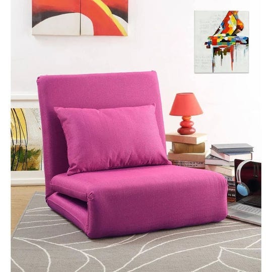 loungie-pink-relaxie-linen-convertible-flip-chair-floor-sleeper-1