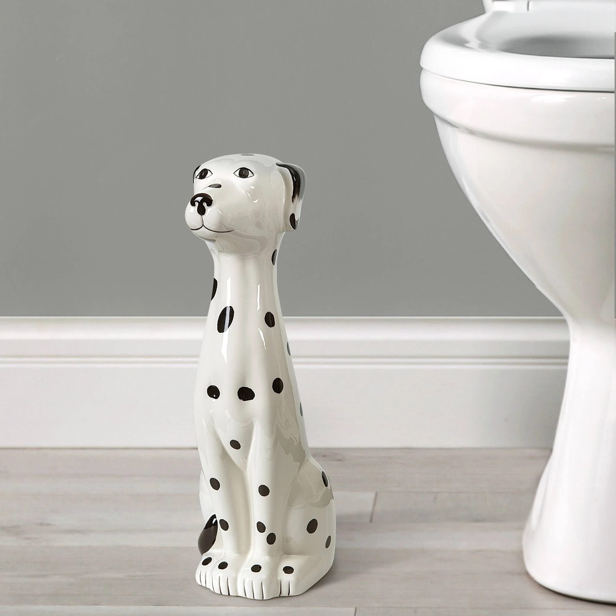 Allure Home Ceramic Dalmatian Toilet Brush Holder with Brush | Image