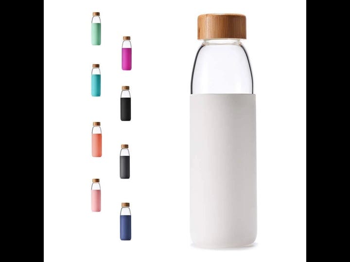 veegoal-glass-water-bottles-18-oz-borosilicate-with-bamboo-lid-bpa-free-non-slip-silicone-sleeve-and-1