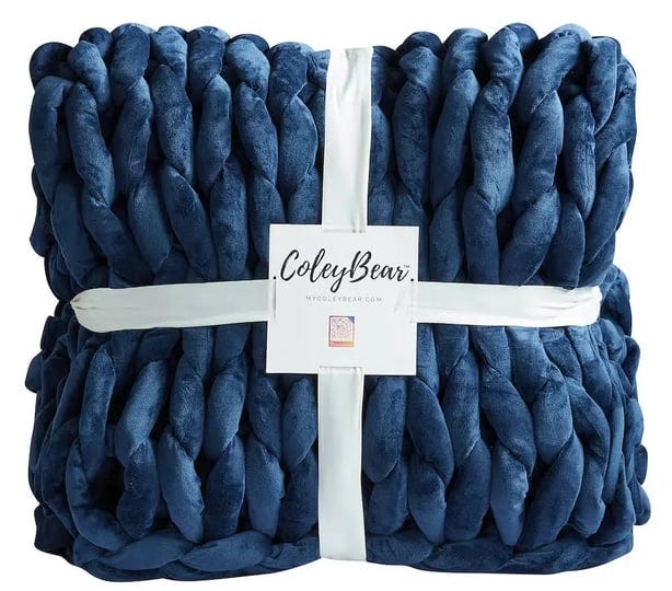 coleybear-twin-throw-size-navy-blue-chunky-knit-weighted-blanket-1