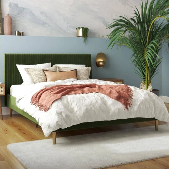 daphne-upholstered-bed-olive-green-velvet-queen-1
