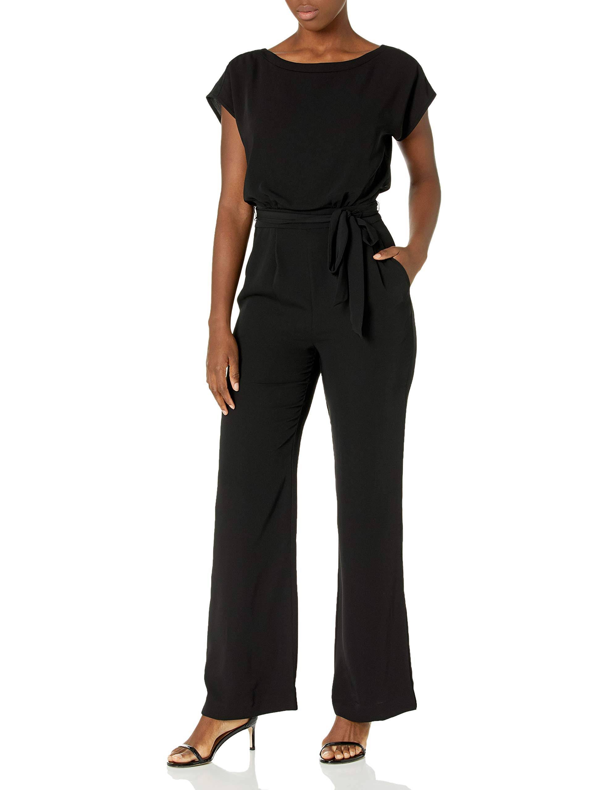 Stylish Black Cap Sleeve Wide Leg Jumpsuit | Image