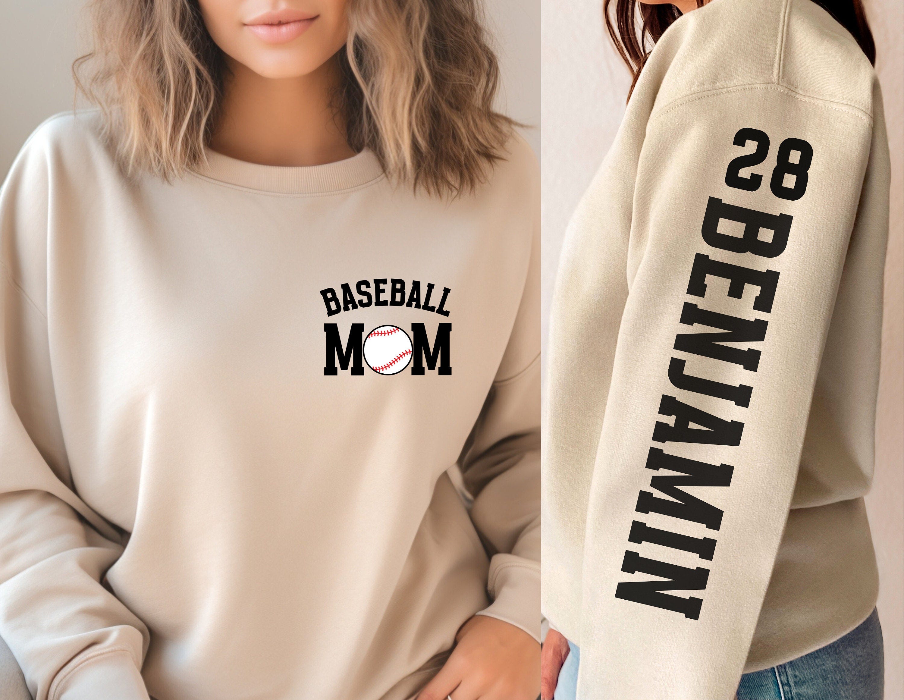 Custom Baseball Mom Sweatshirt, Personalized Sweatshirt, Gift for Mom, Baseball Gift, Baseball Sweatshirt, Custom Gift, Baseball Mom Hoodie