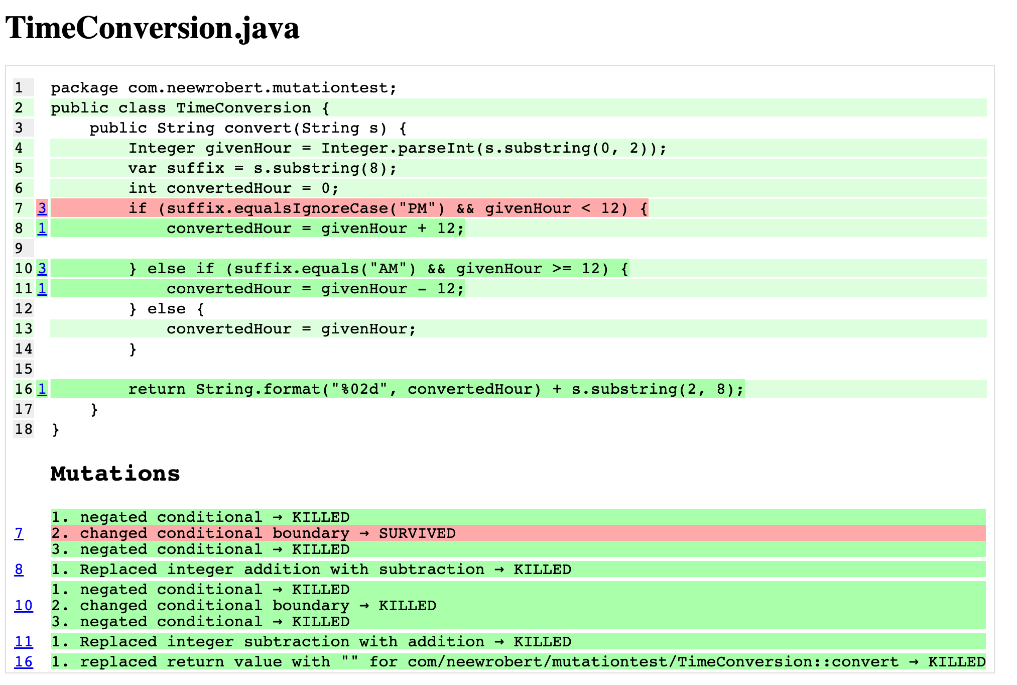 image 3 - Full class report - with mutation survived