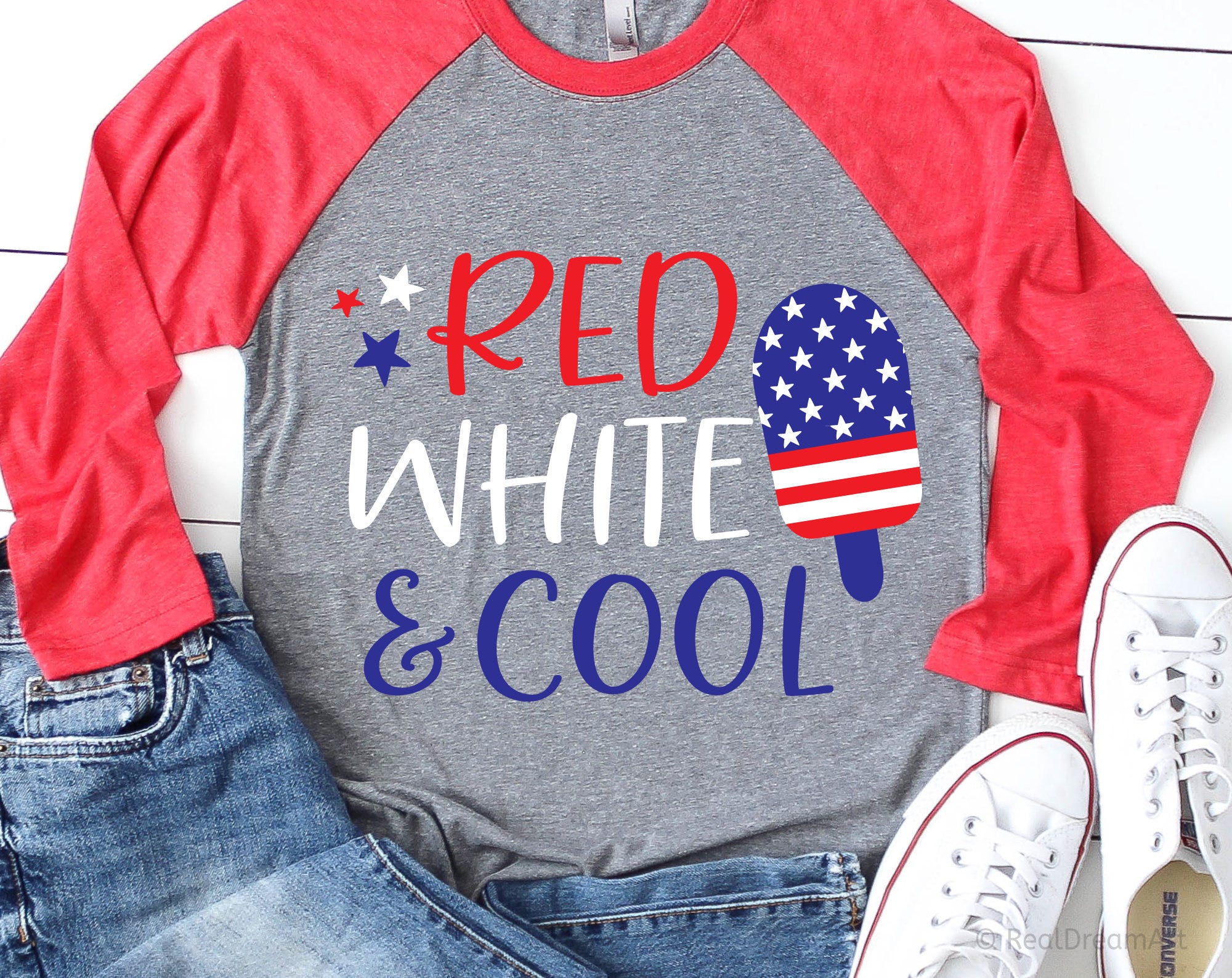 Red White and Cool Svg, 4th of July Svg, American Flag, USA Ice Cream Svg, July Fourth Shirt, Star Spangled Svg Files for Cricut, Png, Dxf