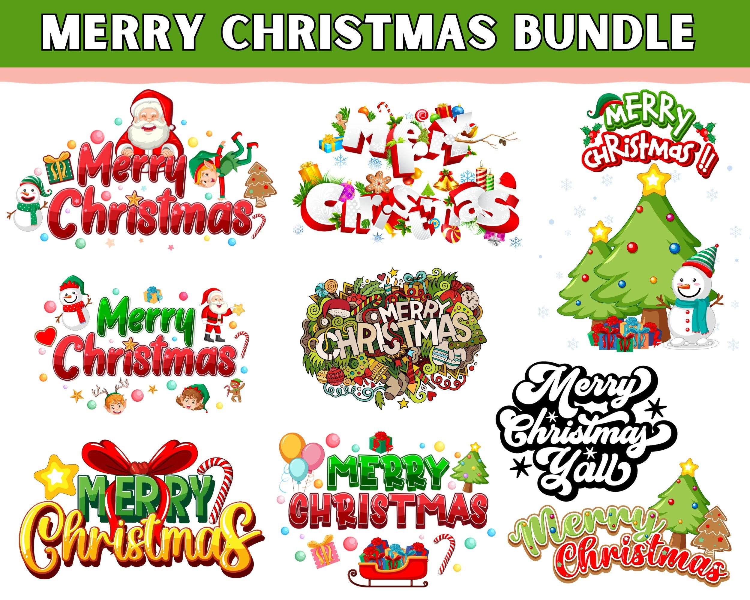 Merry Christmas SVG Bundle, Christmas Svg, Christmas Shirt Svg, Christmas Sign Svg, Merry Christmas Cut Files, Cricut, Png, Svg
