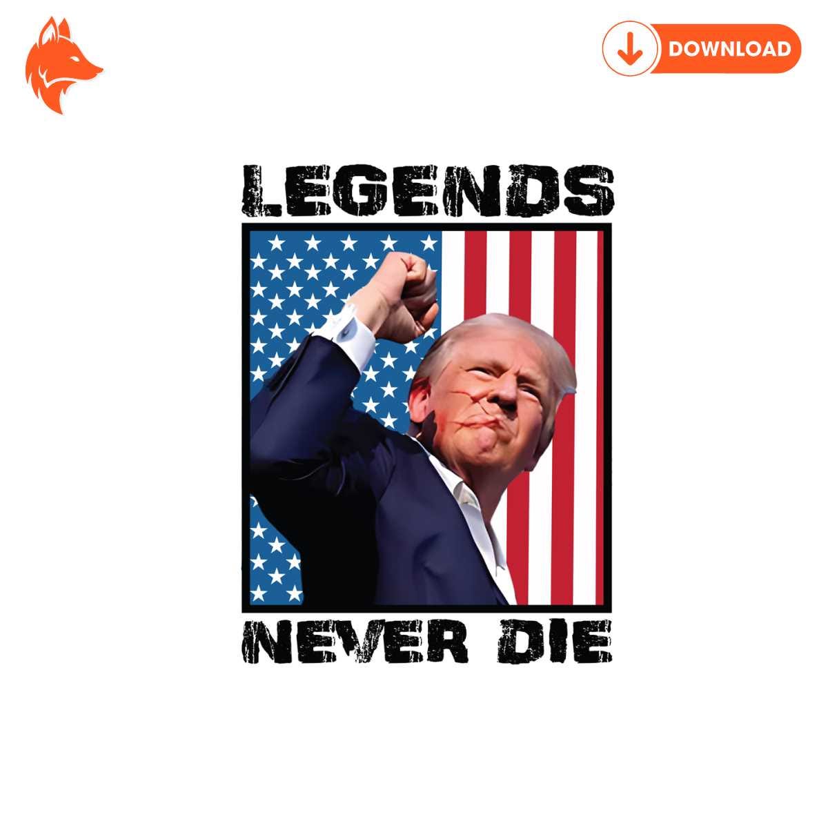 Free Retro American Flag Legends Never Die PNG