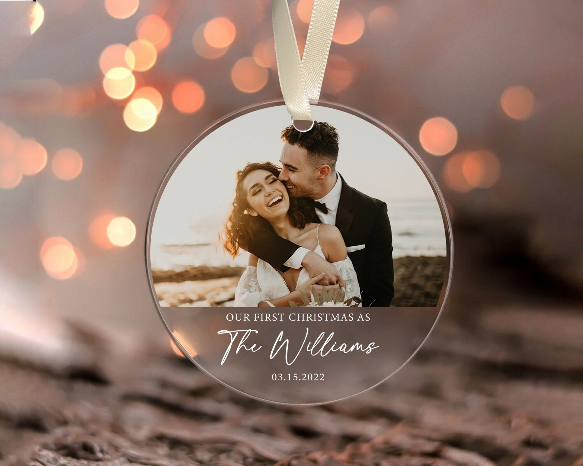 Our First Christmas Married Ornament 2022, Custom Photo Ornament, Christmas Ornaments Personalized, Newlywed Gifts, Mr & Mrs Ornament