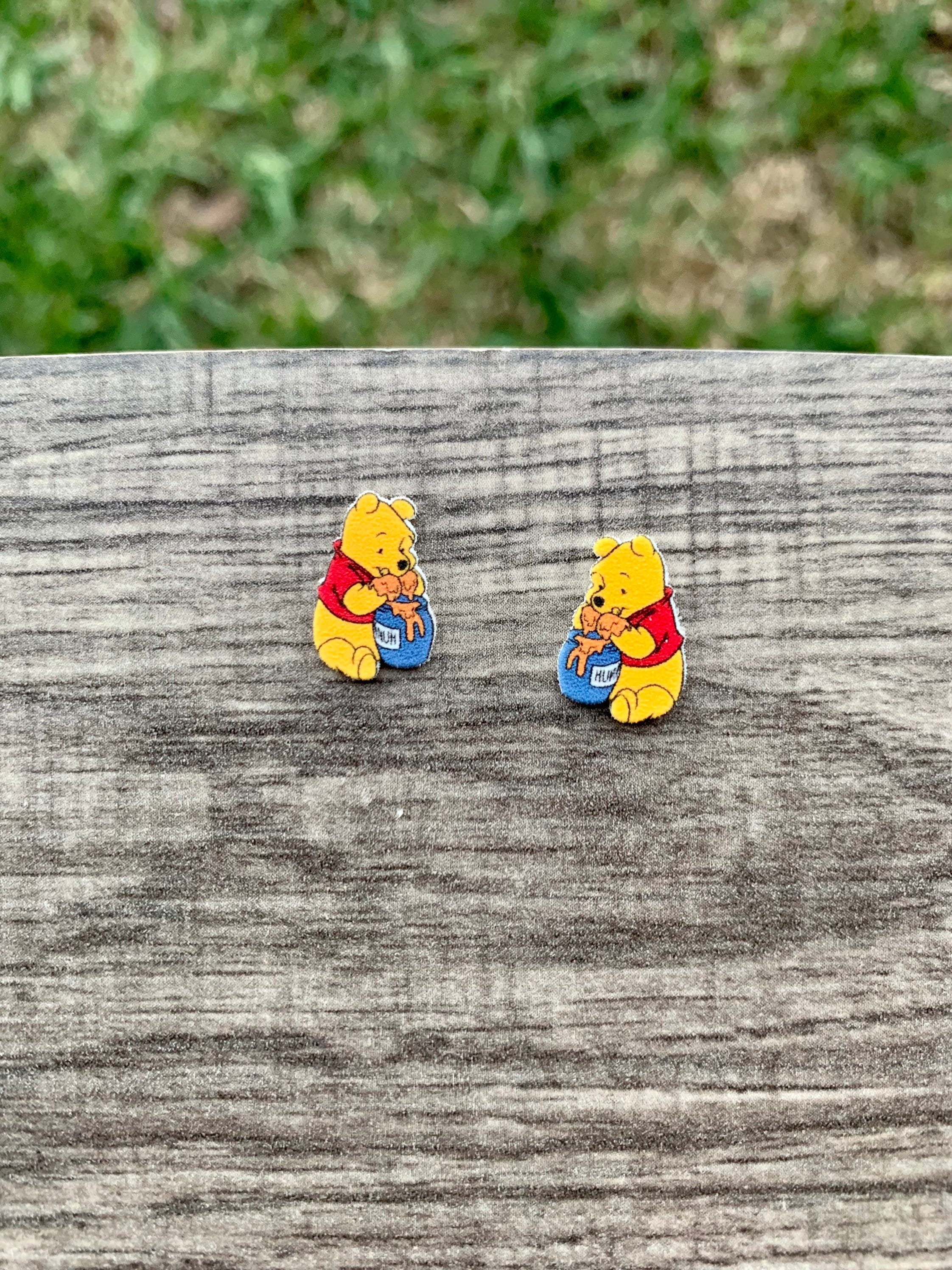 Honey Bear Earrings/Pooh Bear/Winnie The Pooh/Handmade to Order/Stud Earrings/Nickel Free/Hypoallergenic