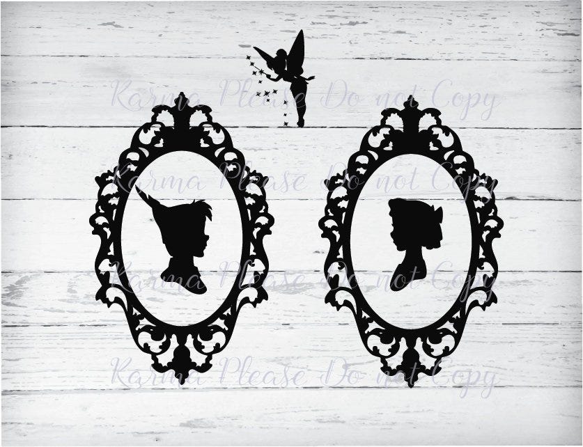 Peter Pan Silhouettes SVG Digital Download Cutting File DXF Cut File Cricut Peter Pan Wendy Tinker bell Silhouette