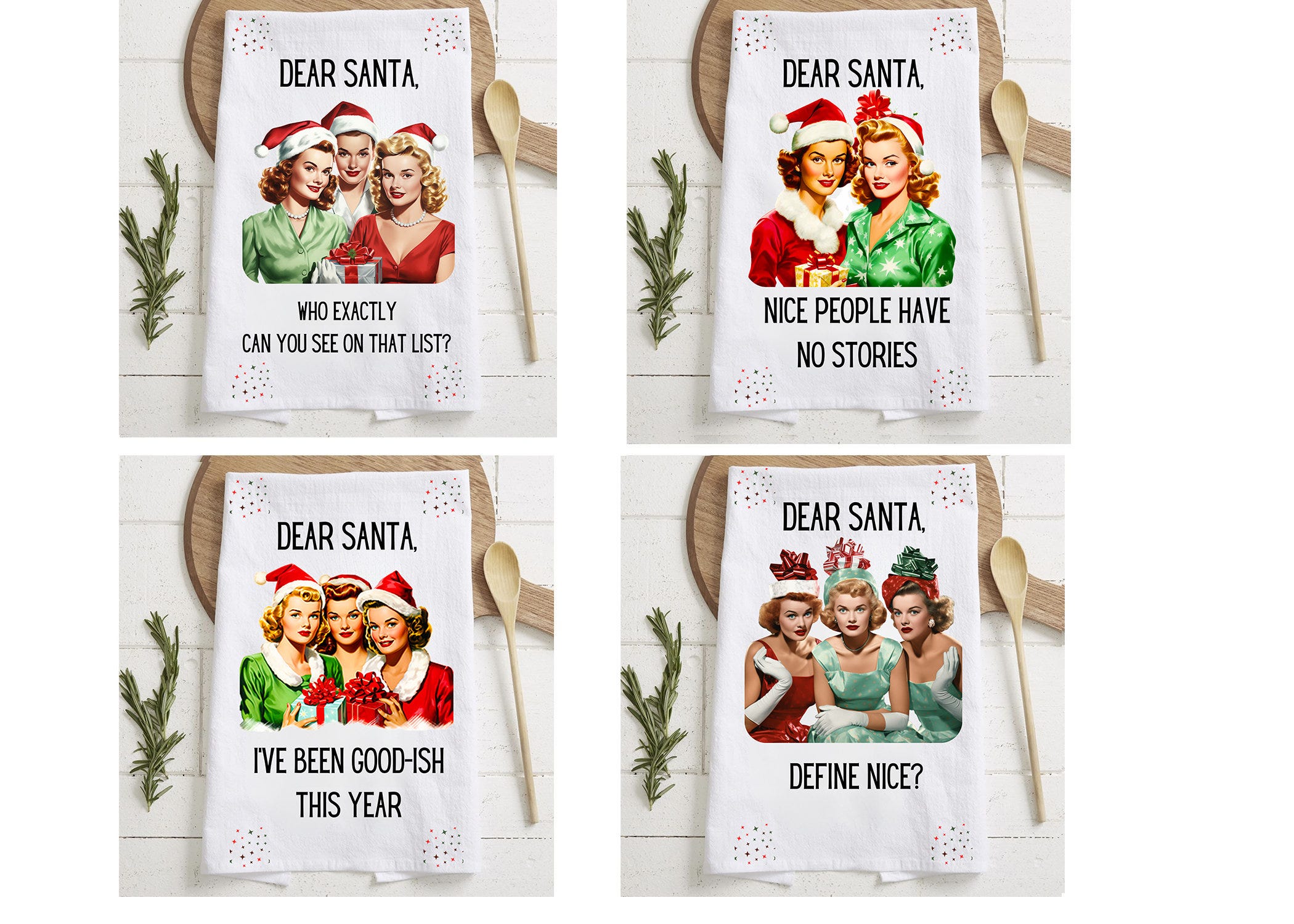 Kitchen Towel Bundle Sublimation Designs | Christmas Kitchen Towel Sublimation Designs | Christmas Tea Towels | Funny Kitchen Towels