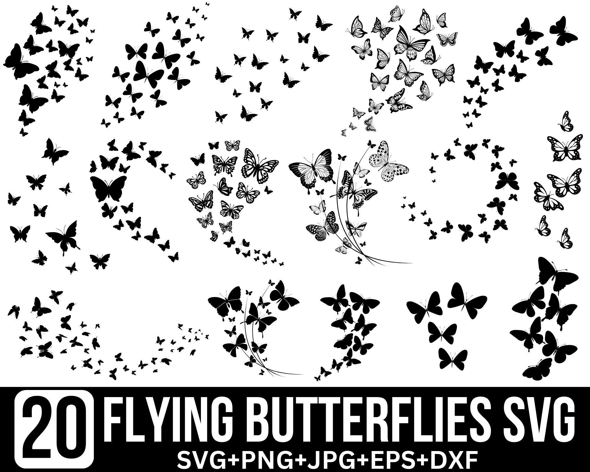 Flying Butterflies Svg bundle, Butterfly Svg, Butterfly Design Layout, Butterfly Swarm svg, Butterfly png, Cut Files For Cricut, Silhouette