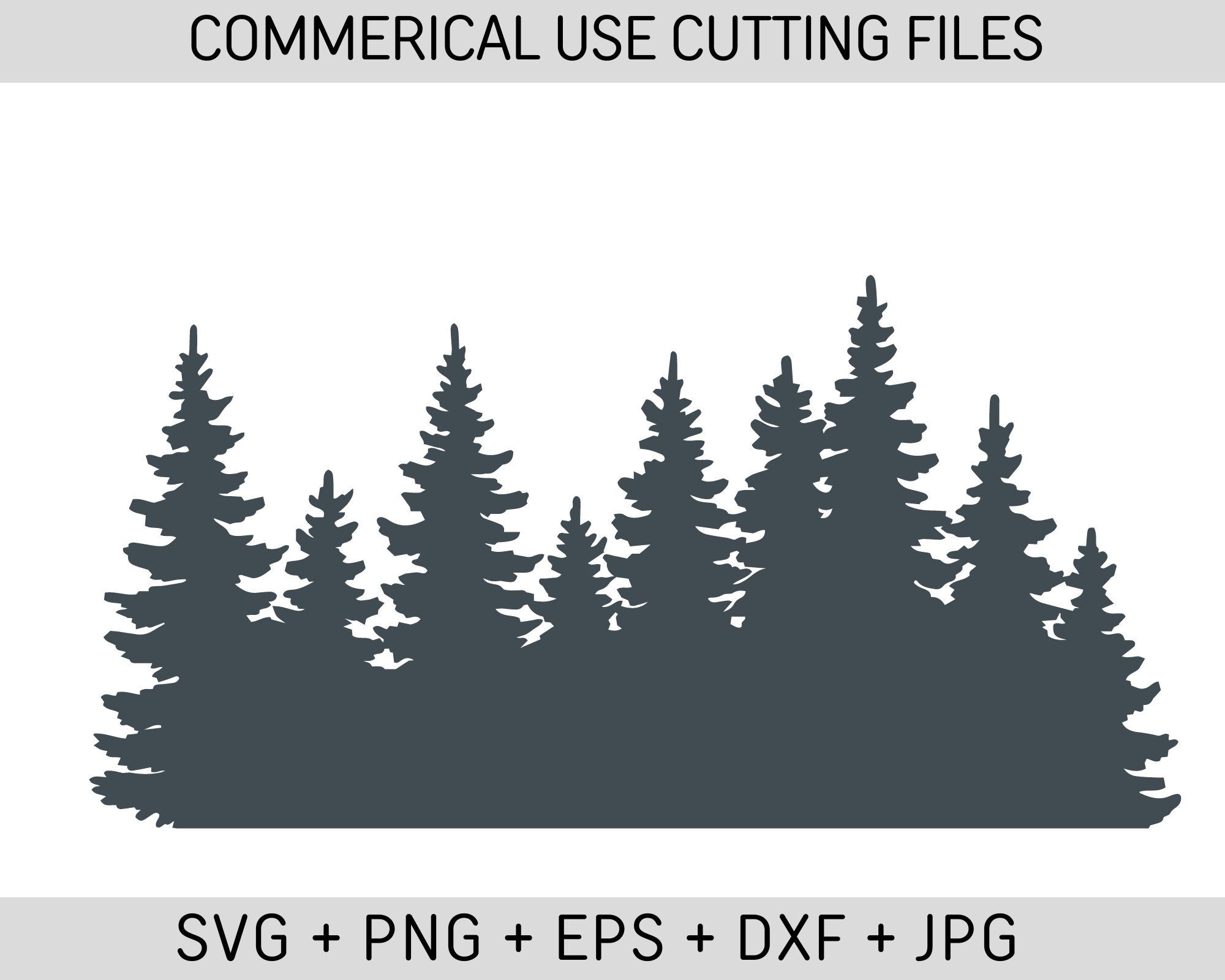 Forest svg, Pine Tree, Pine Tree Border svg, Tree Line svg, Tree svg, Deer svg, Forest Cut Files for Cricut Camping Svg, Mountain sv,