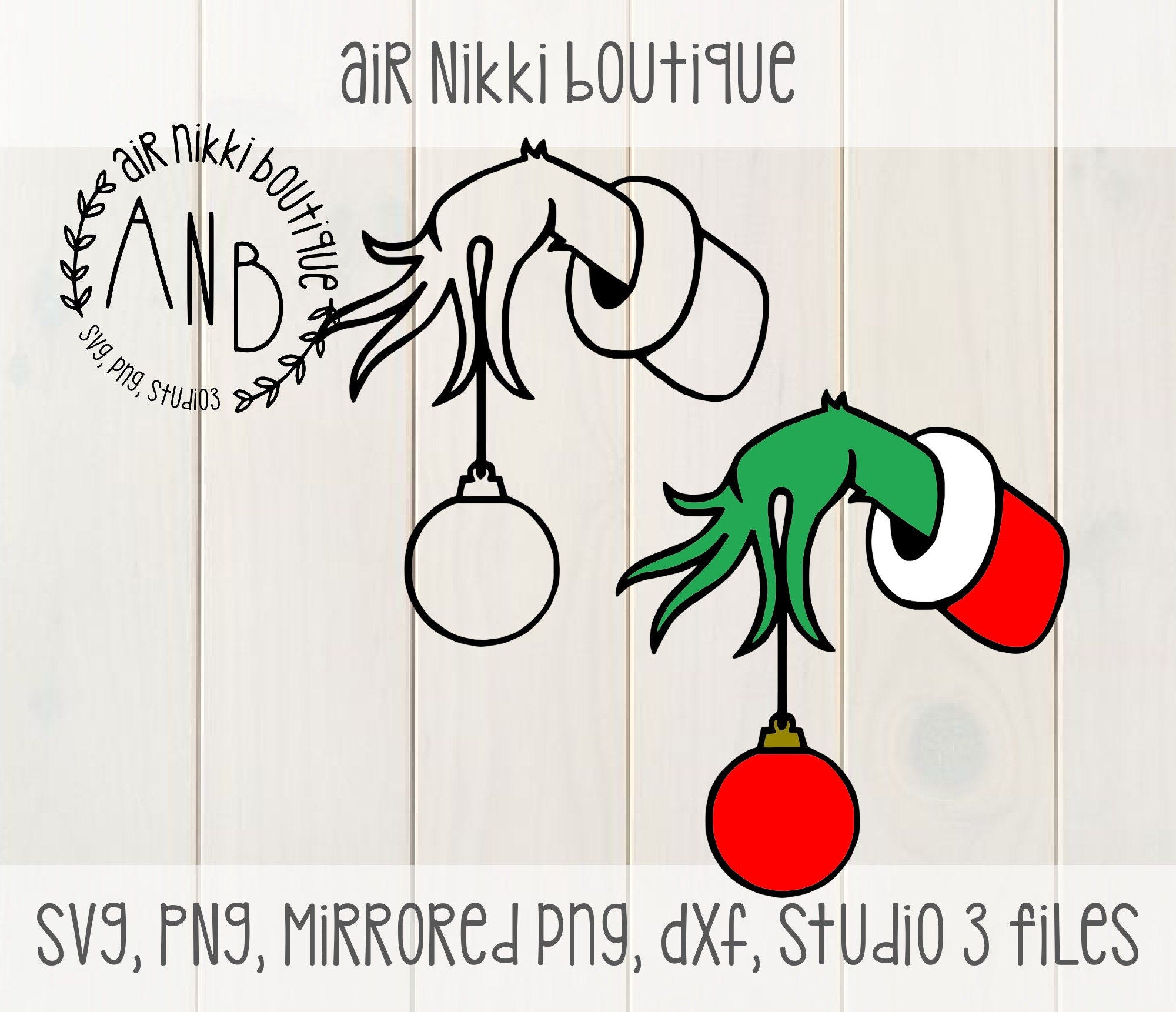 Grinch hand holding a ornament SVG, PNG, studio 3, mirrored png, DXF files, instant download cut file silhouette cameo cricut design space