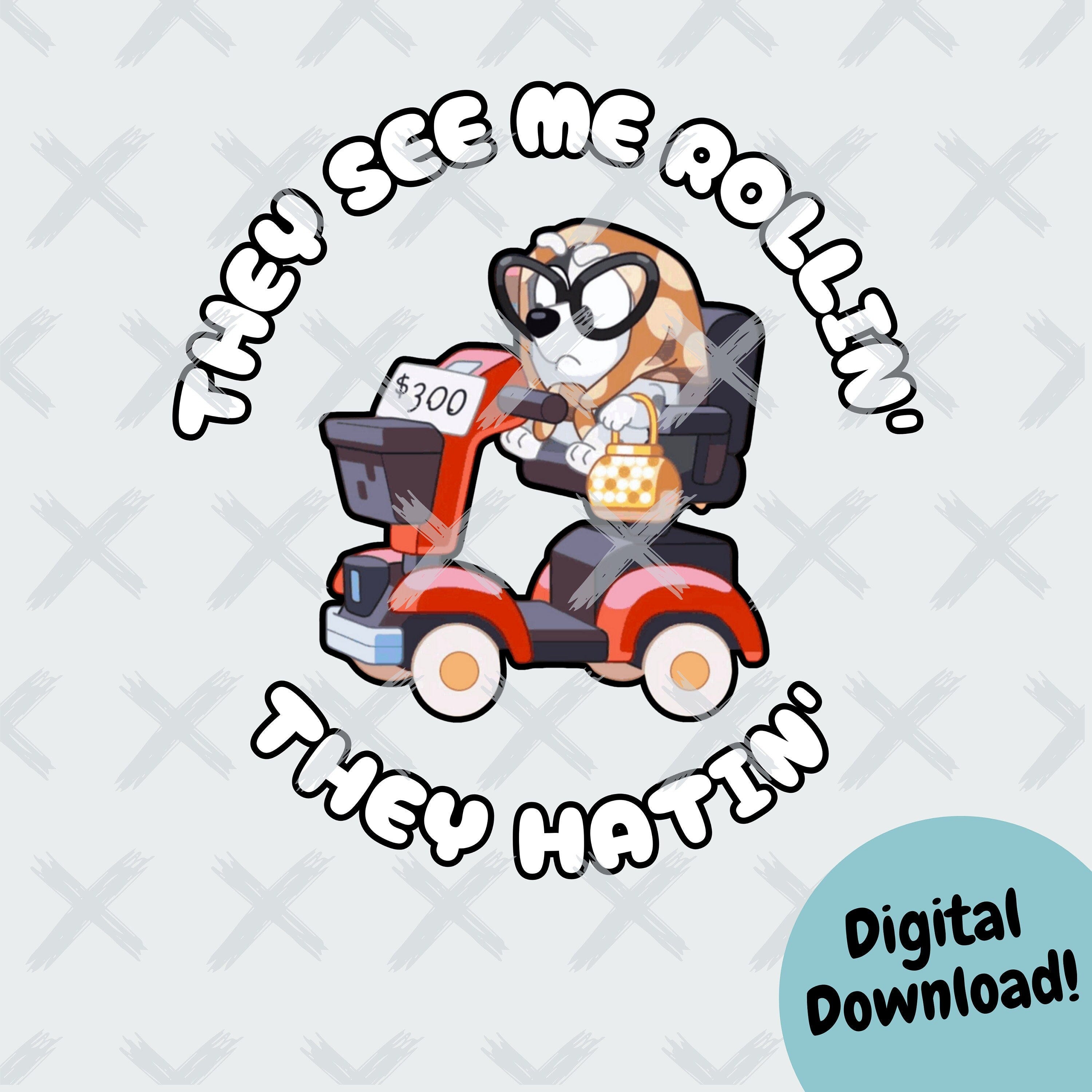 Muffin Heeler Grannie Mobile Clipart | They See Me Rollin, They Hatin | Here Come The Grannies | Muffin Granny Image | SVG PNG JPG | Bluey