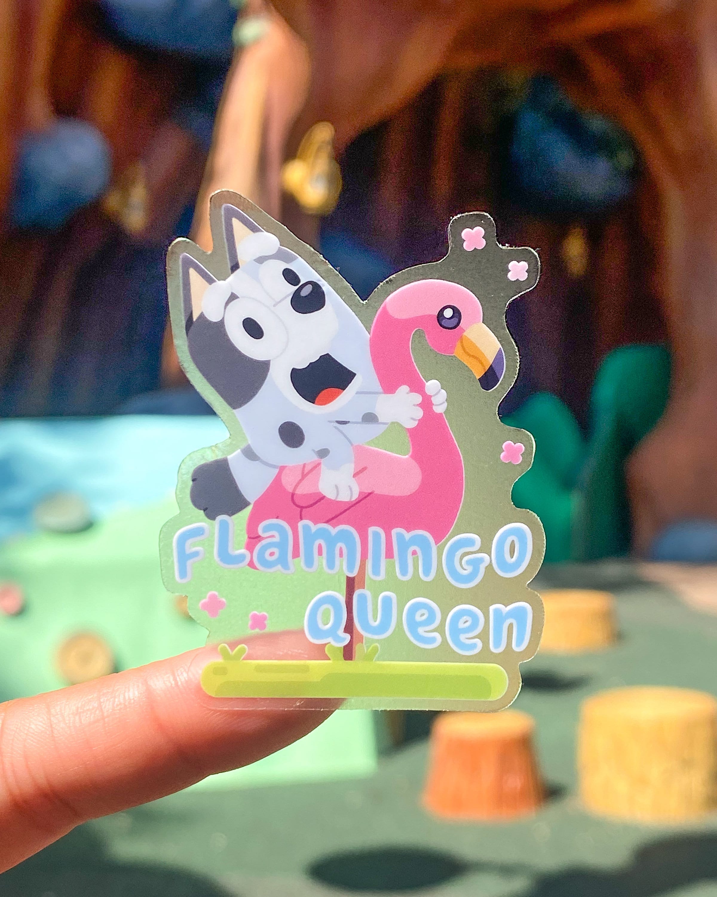 Flamingo Queen Transparent Sticker/ Blue Heeler Dogs Laptop Vinyl Stickers kids birthday party souvenir goodie bag bottle