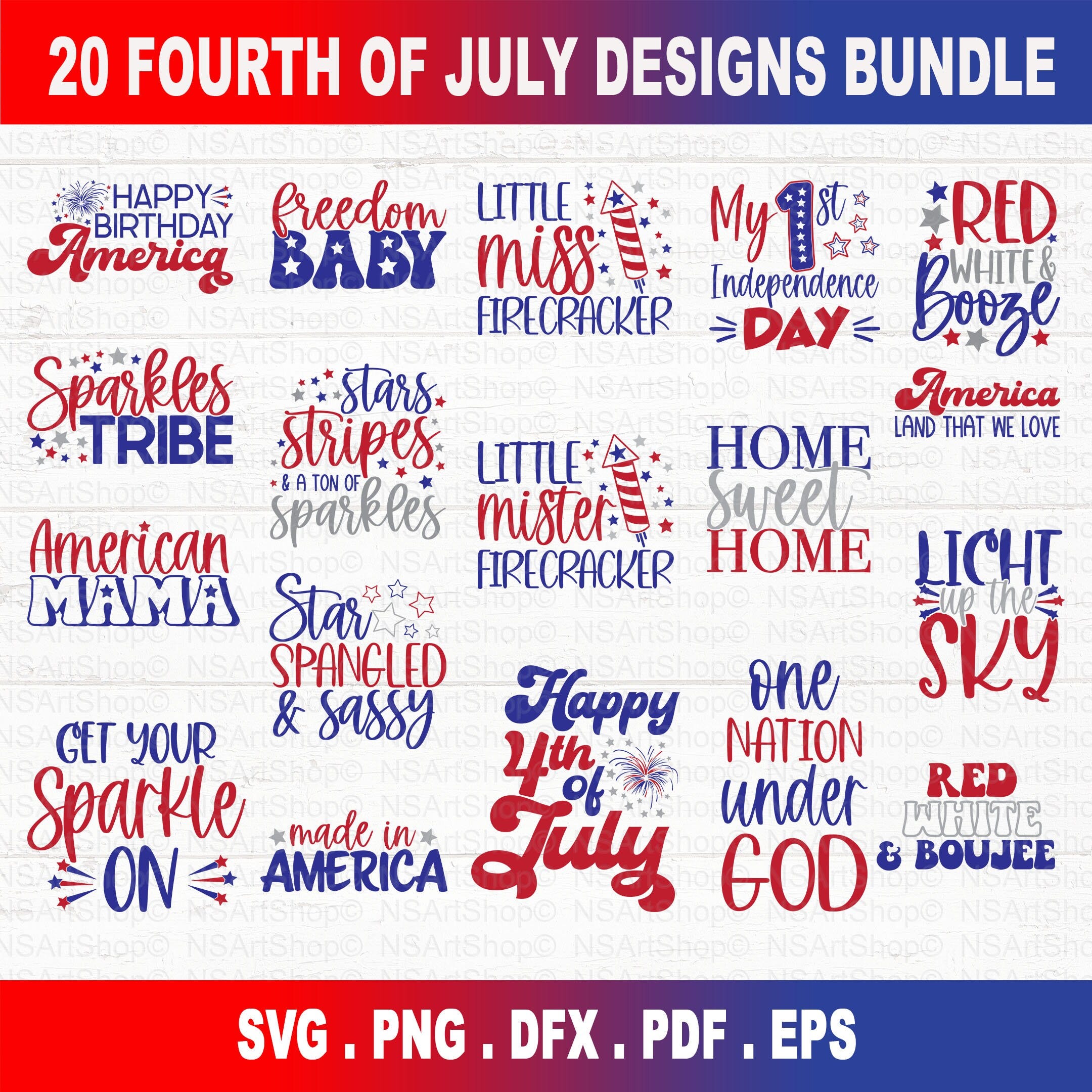 4th of July SVG Bundle, July 4th SVG, Fourth of July svg, America svg, USA Flag svg, Patriotic, Independence Day Shirt, Cut File Cricut