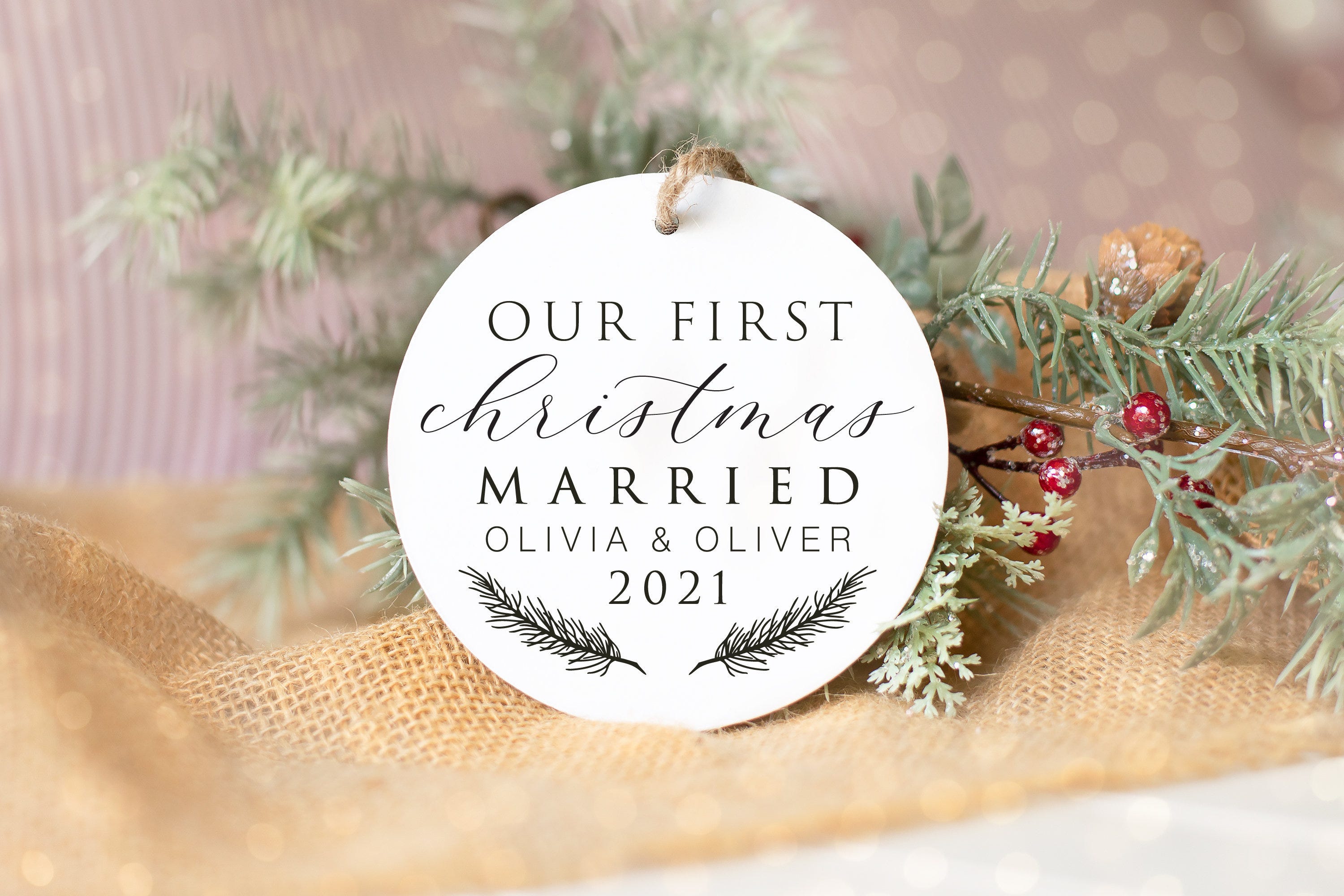 2021 Our First Christmas Married Svg - Christmas Ornament Svg File, Personalized Svg, Winter Svg, Acrylic Ornament Svg, Wood Ornament Svg