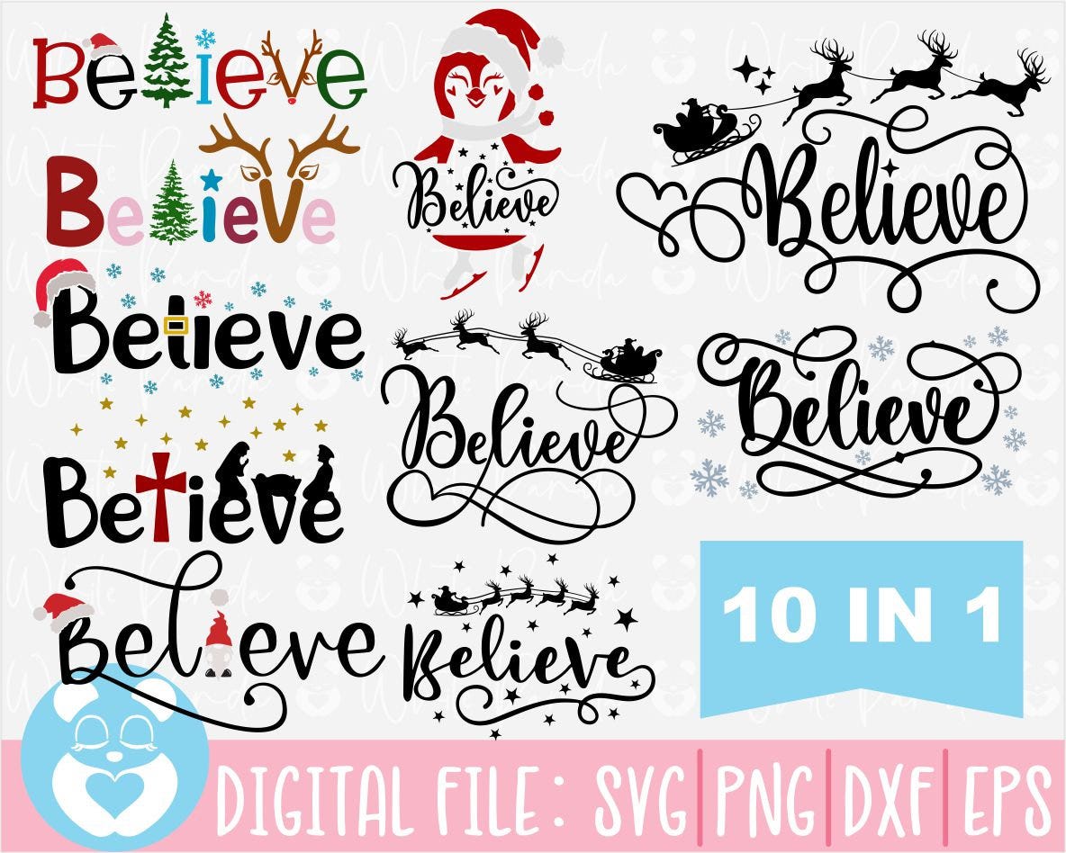 Believe Svg Bundle,Believe Christmas Svg,Believe Svg,Merry Christmas Svg,Christmas Svg,Instant Download,Files for Cricut,Silhouette,Dxf,Eps