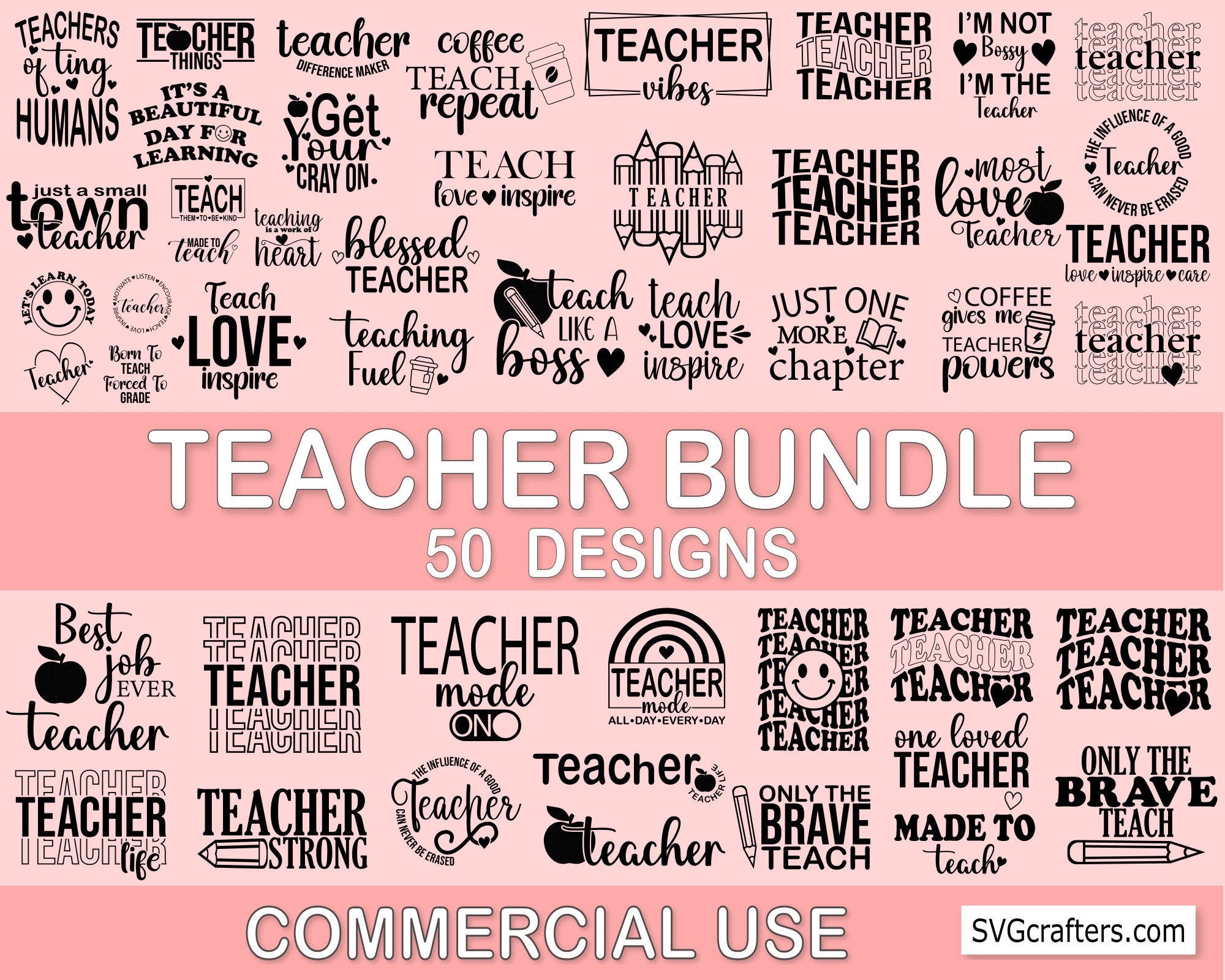 Teacher svg bundle, teacher svg, back to school svg, teacher life svg, teacher quotes svg, teacher sayings - Printable, Cricut & Silhouette