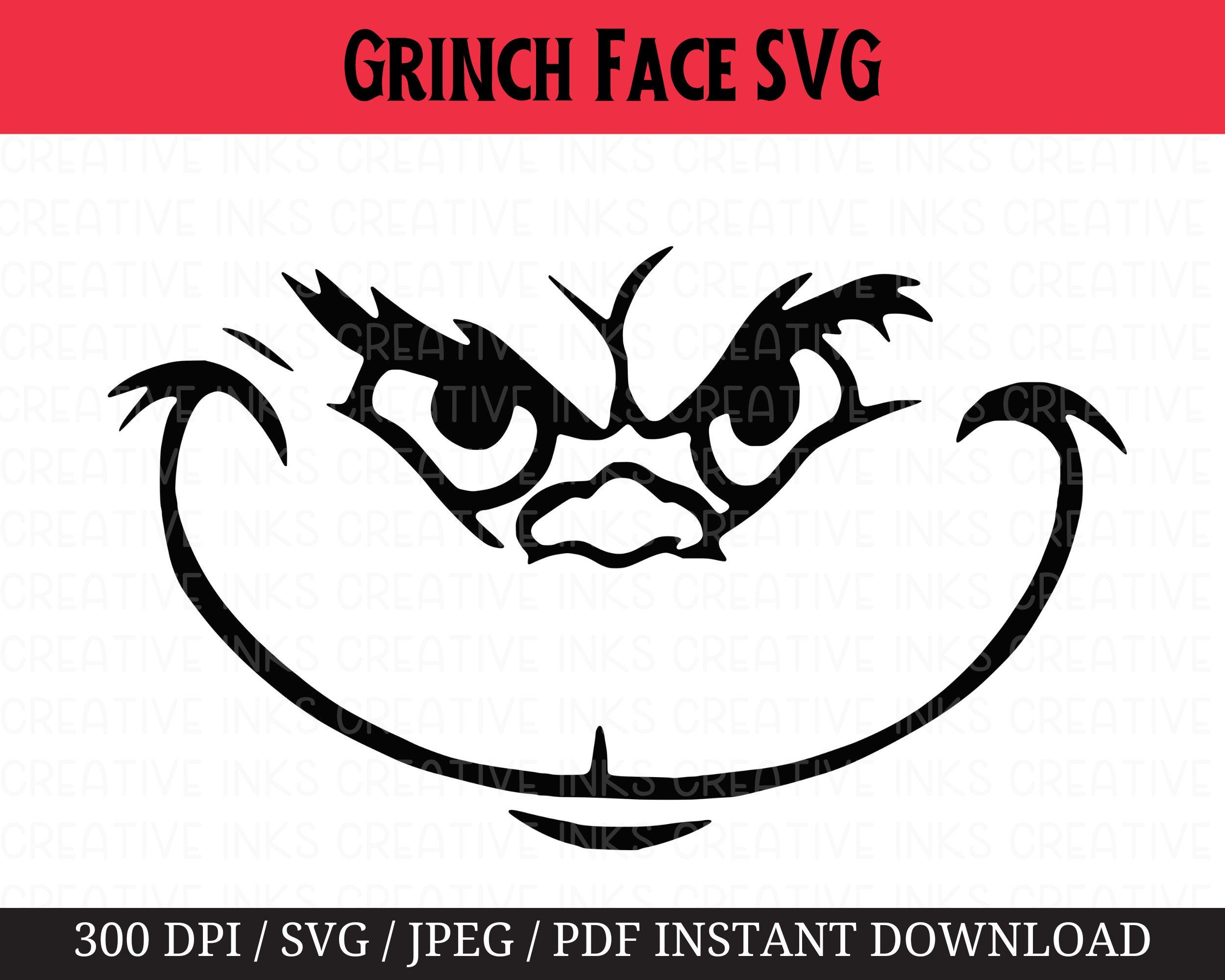 Christmas Grinch Face SVG | Silhouette Cricut Digital Download | Stinky Face Christmas Grump SVG PNG for Hoodie