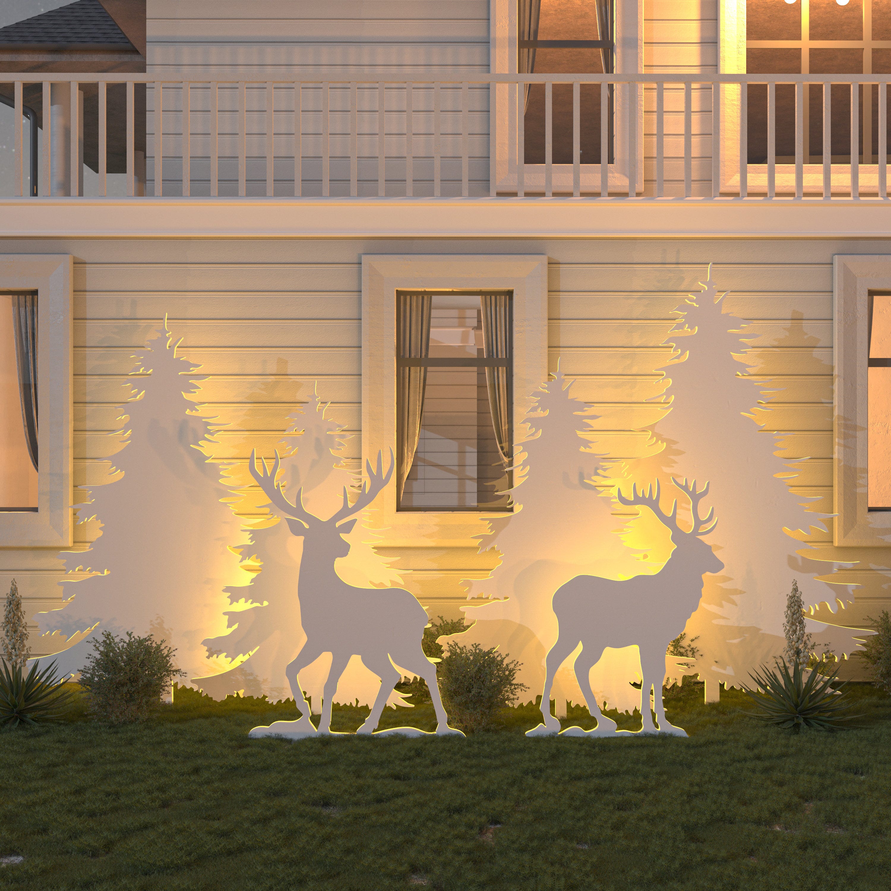 DIY Christmas Silhouettes, Garden Decor - Deers and Trees | CNC (Lazer Cut) Files & A4 Print Templates