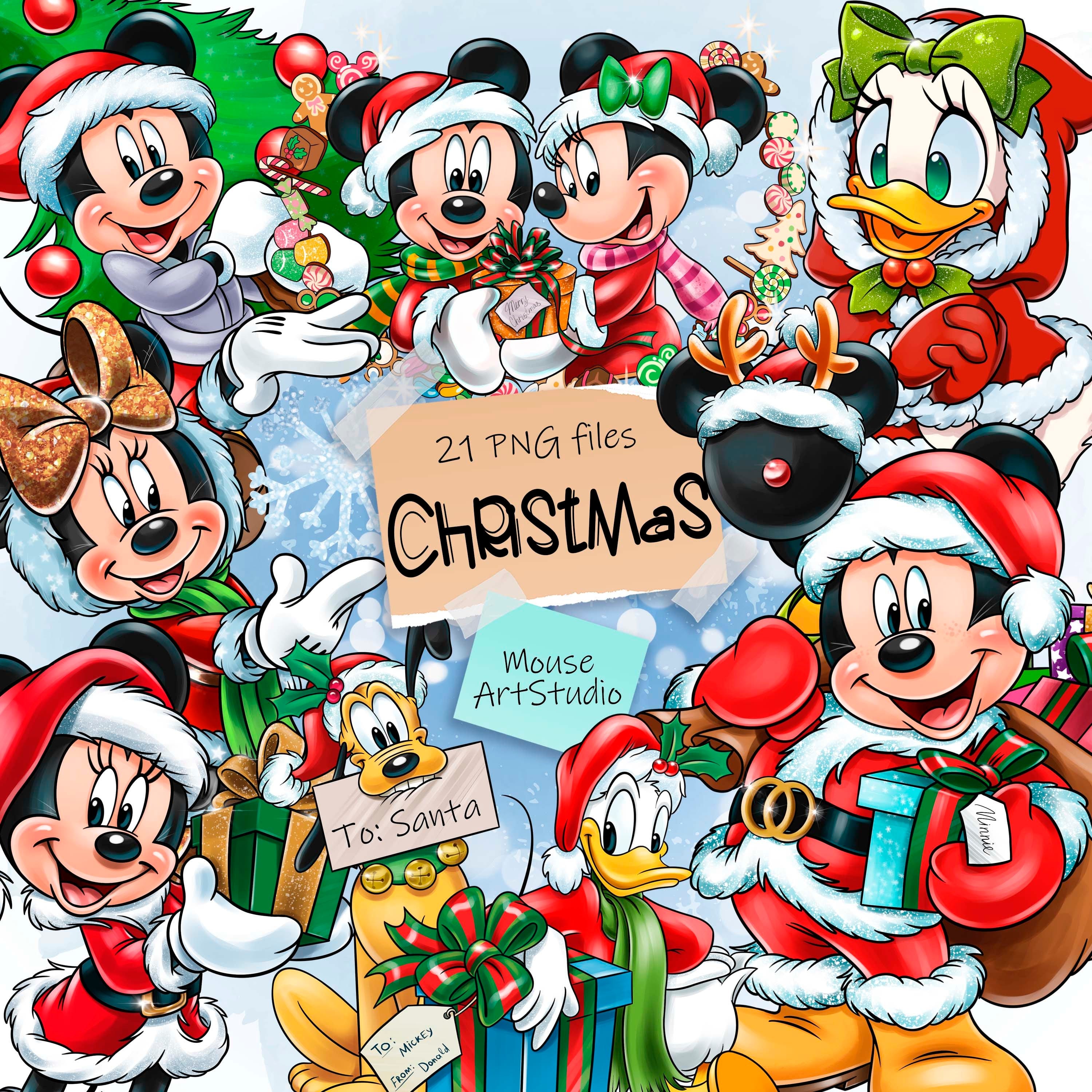 Mickey and Minnie Mouse, Donald And Daisy, Pluto, Merry Christmas, Sublimation Design, Digital Illustration, Instant Download