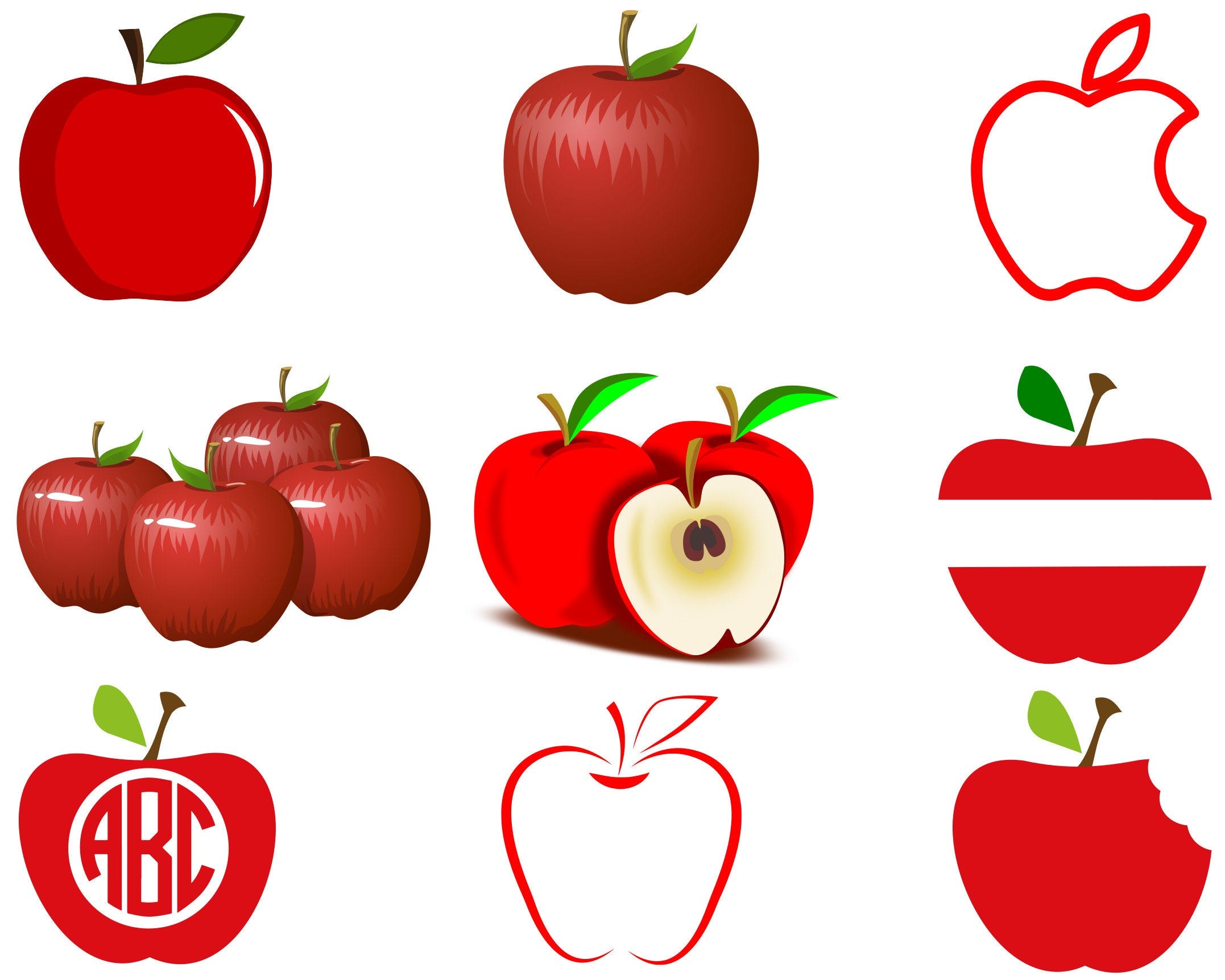 Apple Svg, Apple Clipart, Apple Cut File, Apple Svg Bundle, Apple Vector, Teacher Apple Svg, Teacher Svg, School Svg