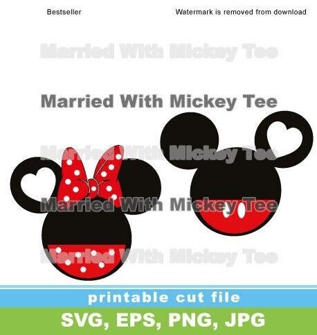 SVG Mickey and Minnie Mouse heads super cute digital download couples matching decals for vinyl machine cutter etsy eps ai