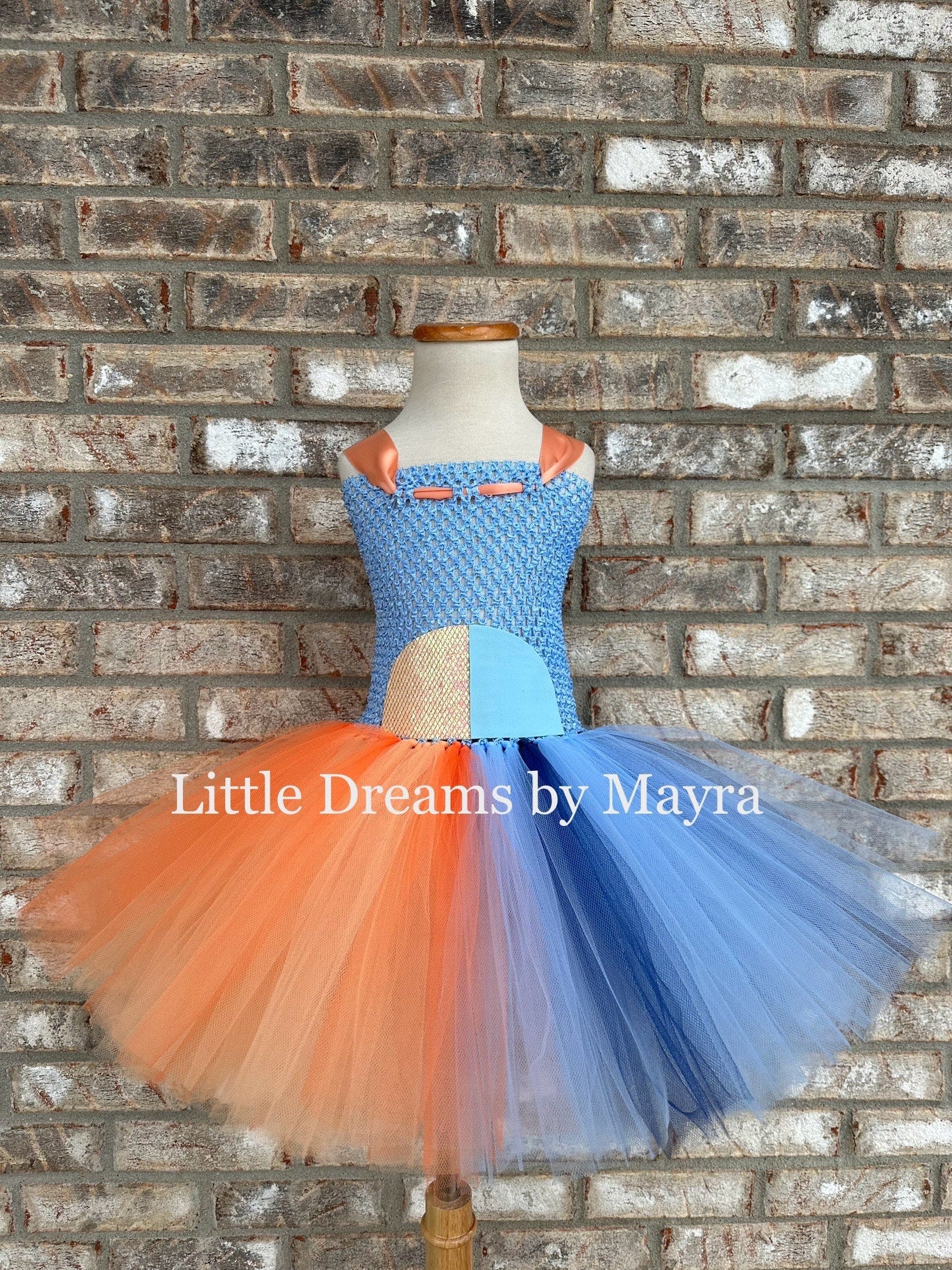 Blue tutu dress with doggy ears headband, orange tutu dress with headband , dog inspired birthday tutu dress size nb to 12 years