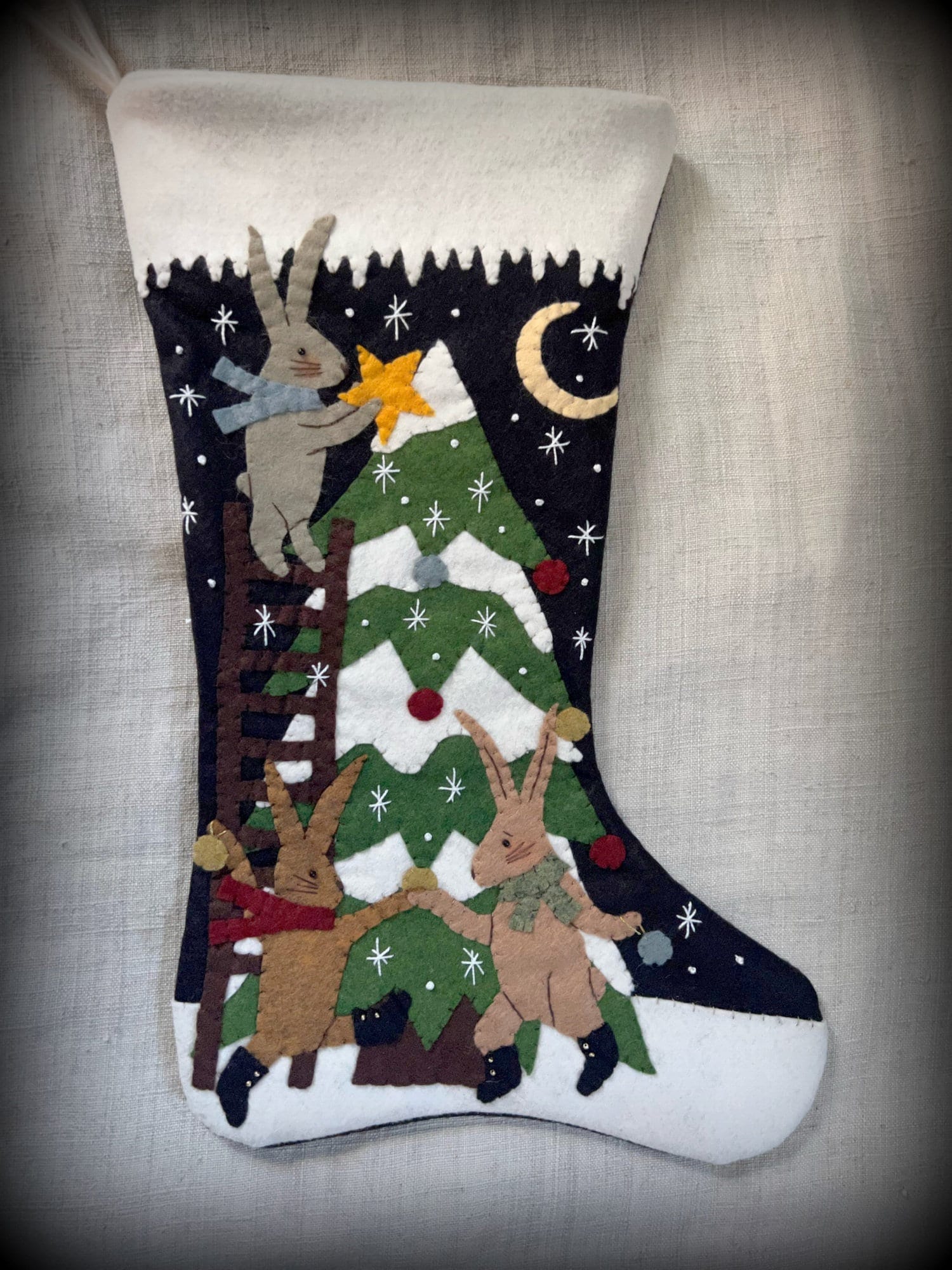 DIY KIT or PATTERN - Dance by the Light of the Moon Stocking Christmas Stocking by cheswickcompany