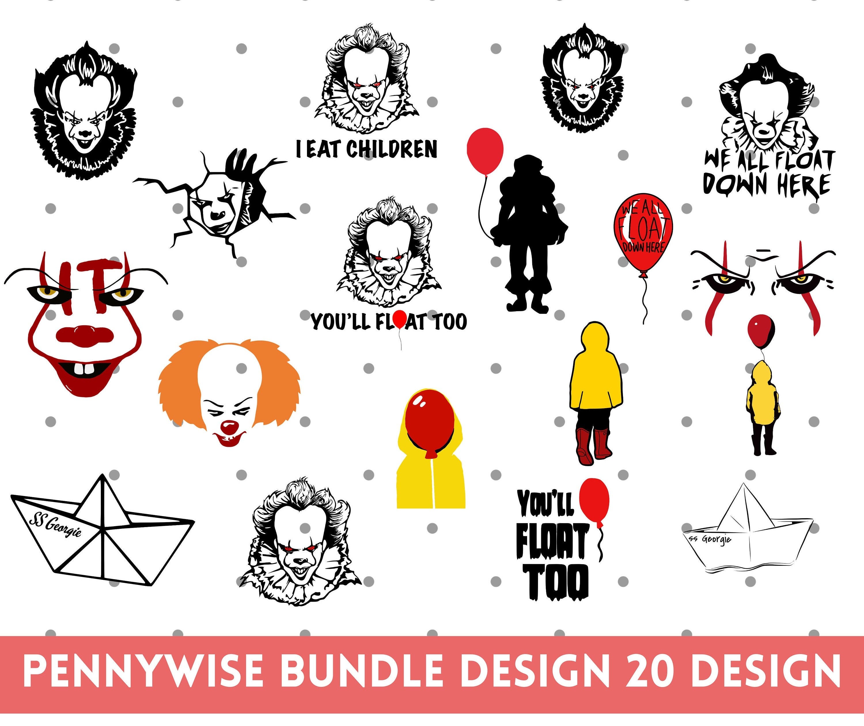 Pennywise SVG Bundle, Horror Character Svg, Halloween Svg, Pennywise Clipart, Horror Movie Svg, Instant Download