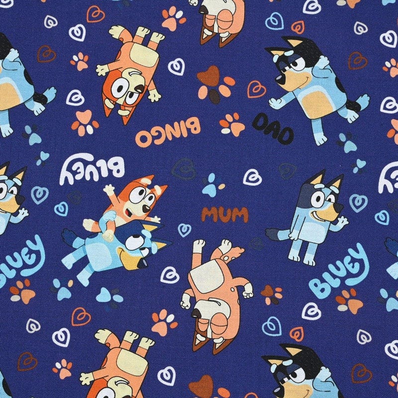 Bluey and Bingo Fabric Blue Dog Fabric 100% Pure Cotton Cartoon Fabric By The Half Yard