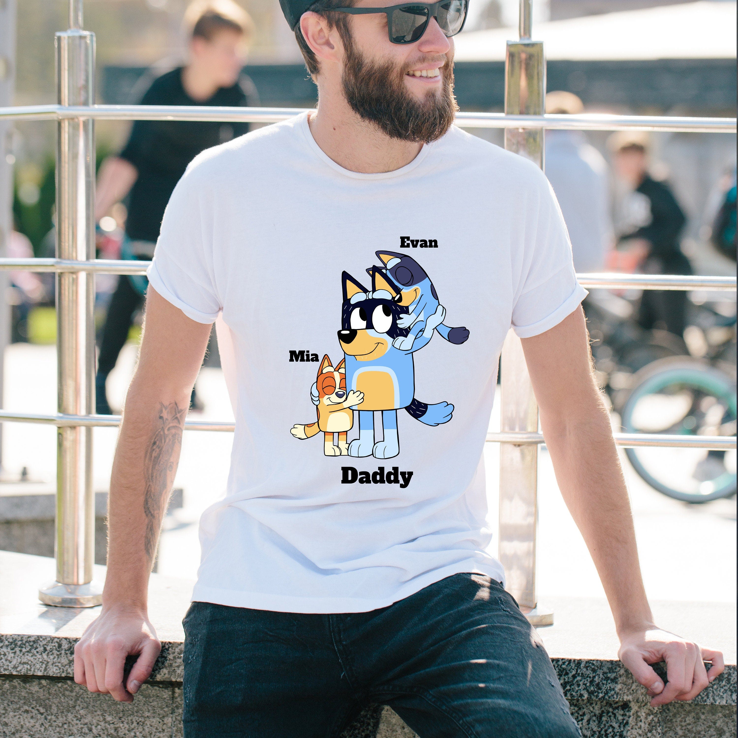 Personalized Bluey Dad Tee | Bluey Father Day Shirt | Custom Bluey Tee | Bluey Family Shirt | Father