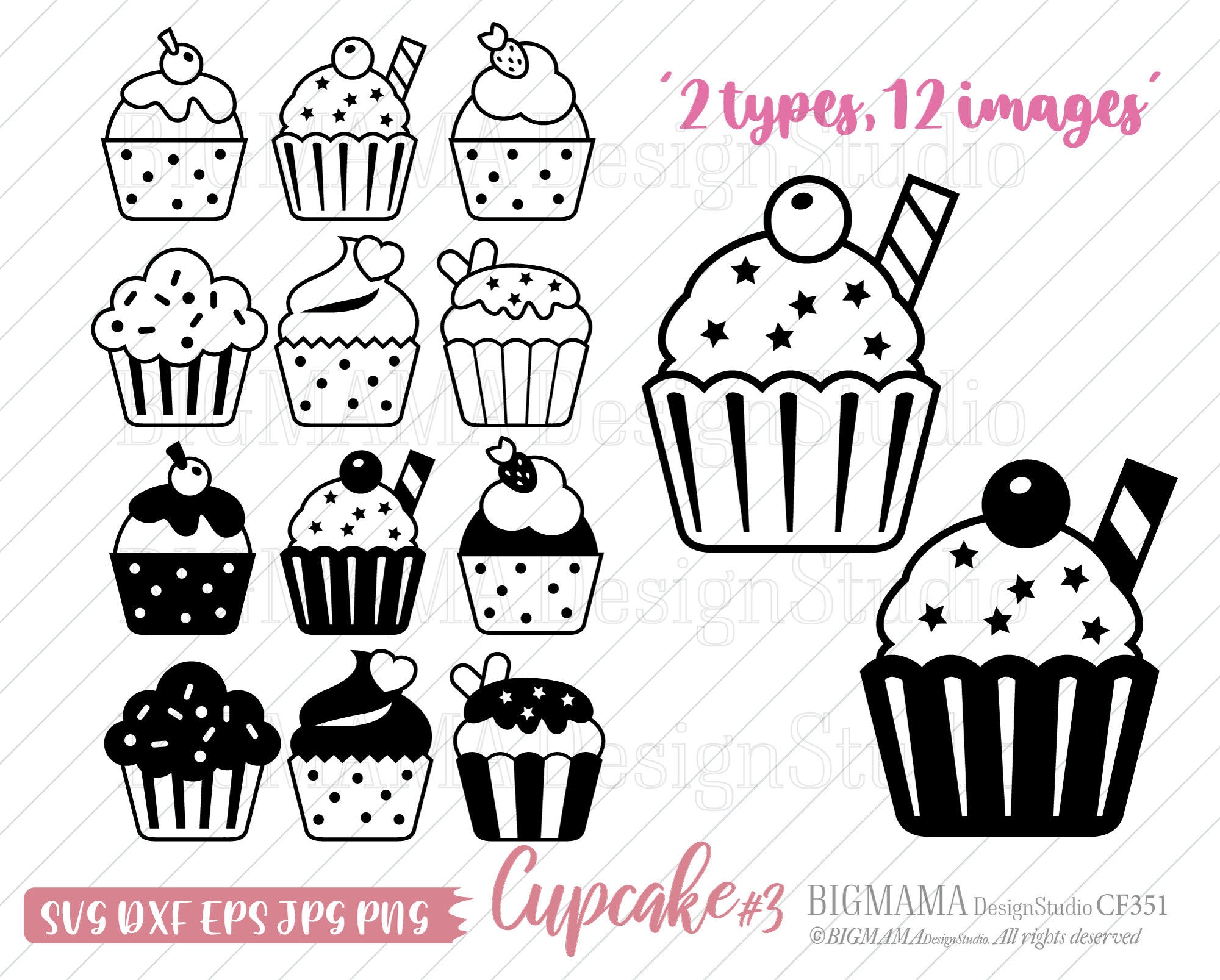 Cupcake SVG,Muffin,Outline,DXF,Muffin Cut File,PNG,Bakery,Birthday,Dessert,Sweets,Cricut,Silhouette,Food,Cute,Instant download_CF351