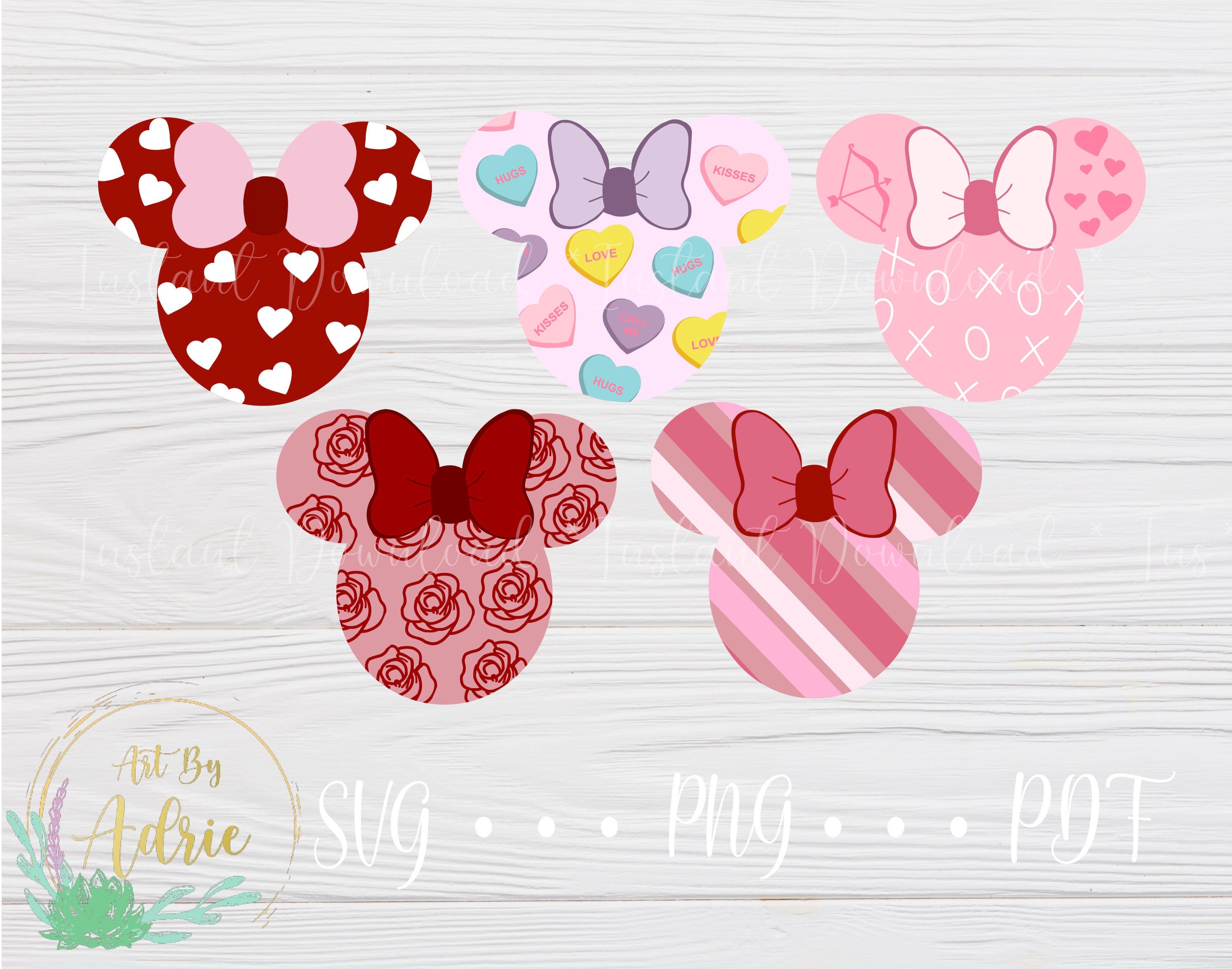 Mouse Shaped SVG Set | Valentine Set | Hearts | Digital Download Files | Custom | For Cricut, Silhouette | Character Ear Art