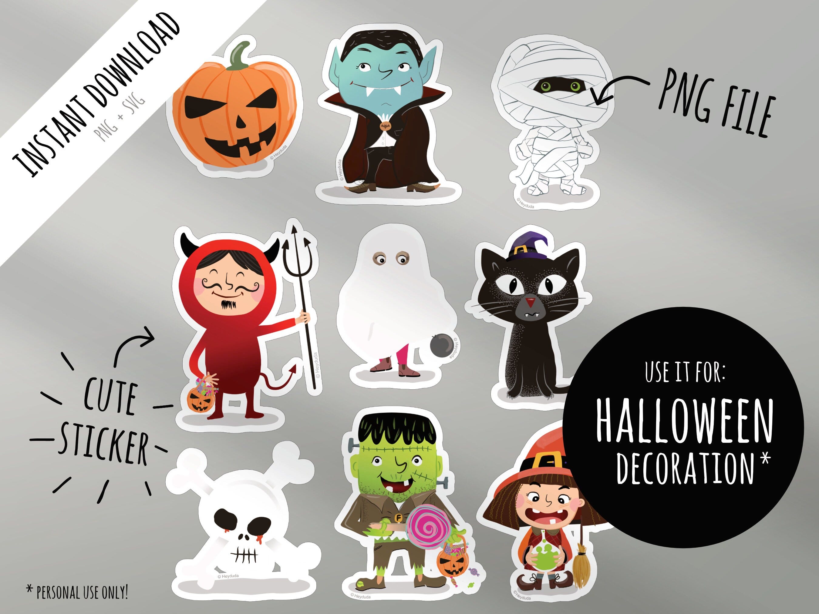 Halloween DIY party craft template (stickers and garland) to print out
