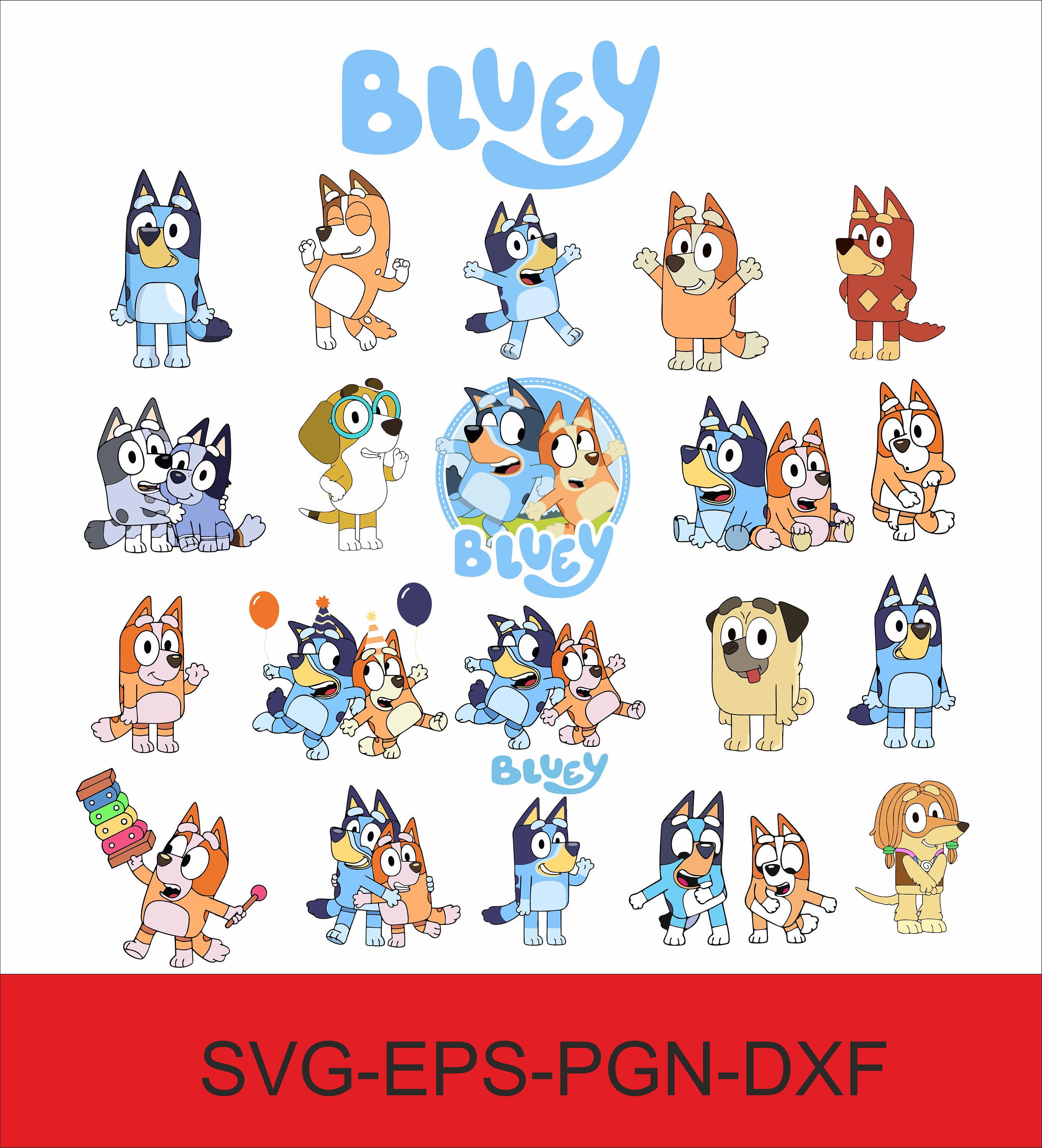 Blueyy SVG Files Set Bundle | Only Blueyy svg and png | Blueyy Family Bundle | Blueyy and Bingoo Svg Cut Files | Blueyy Digital Download