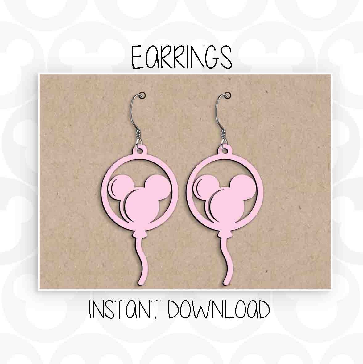 Earrings, Balloon Mickey Mouse, Ears Head, Svg Png Formats, Instant Download, Silhouette Cameo, Cricut, Glowforge