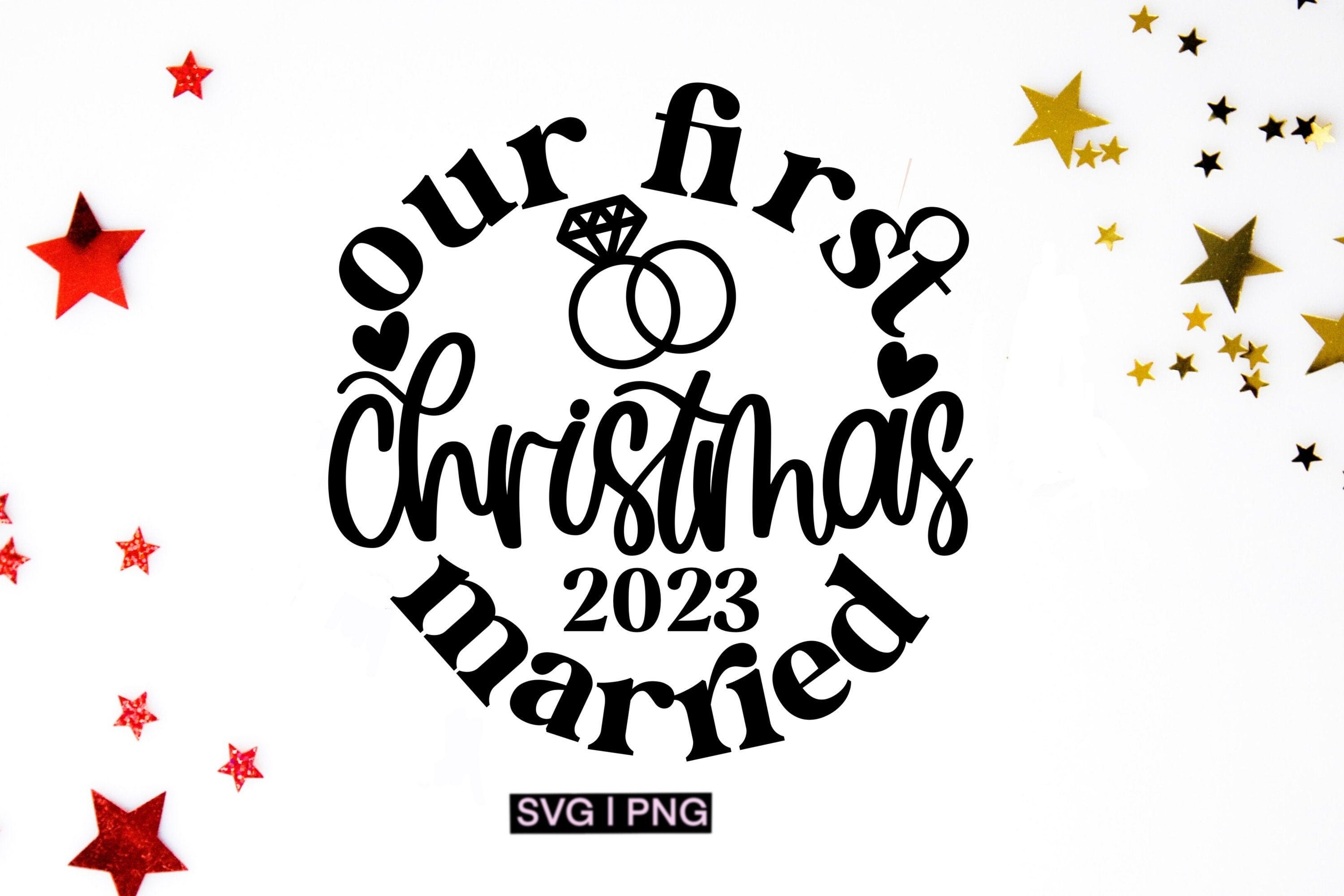 Our first christmas married svg, newlywed ornament svg, wedding ornament svg, first christmas as mr & mrs svg, couple ornament svg, png