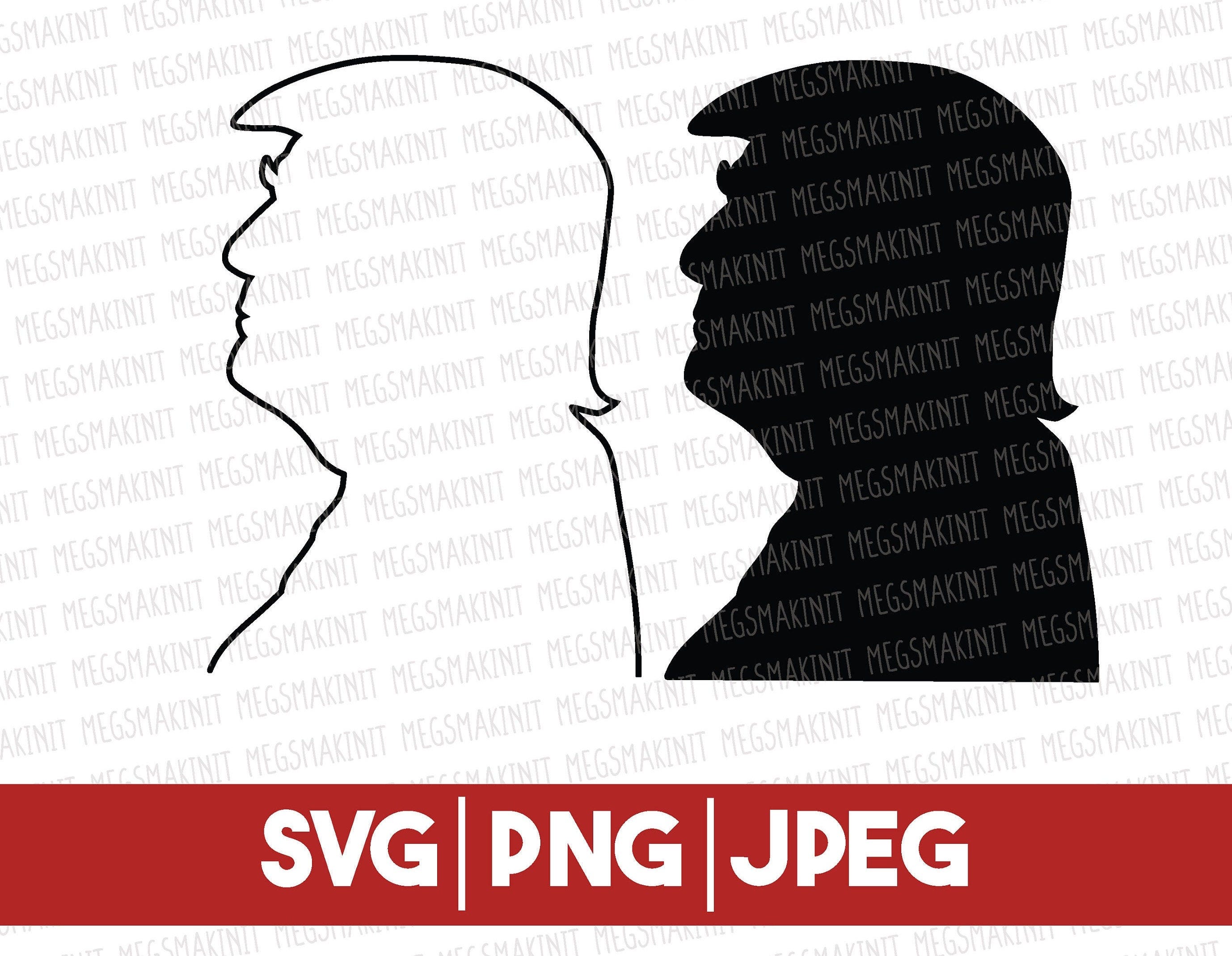 Trump Outline and Silhouette Digital Files SVG, PNG, JPEG
