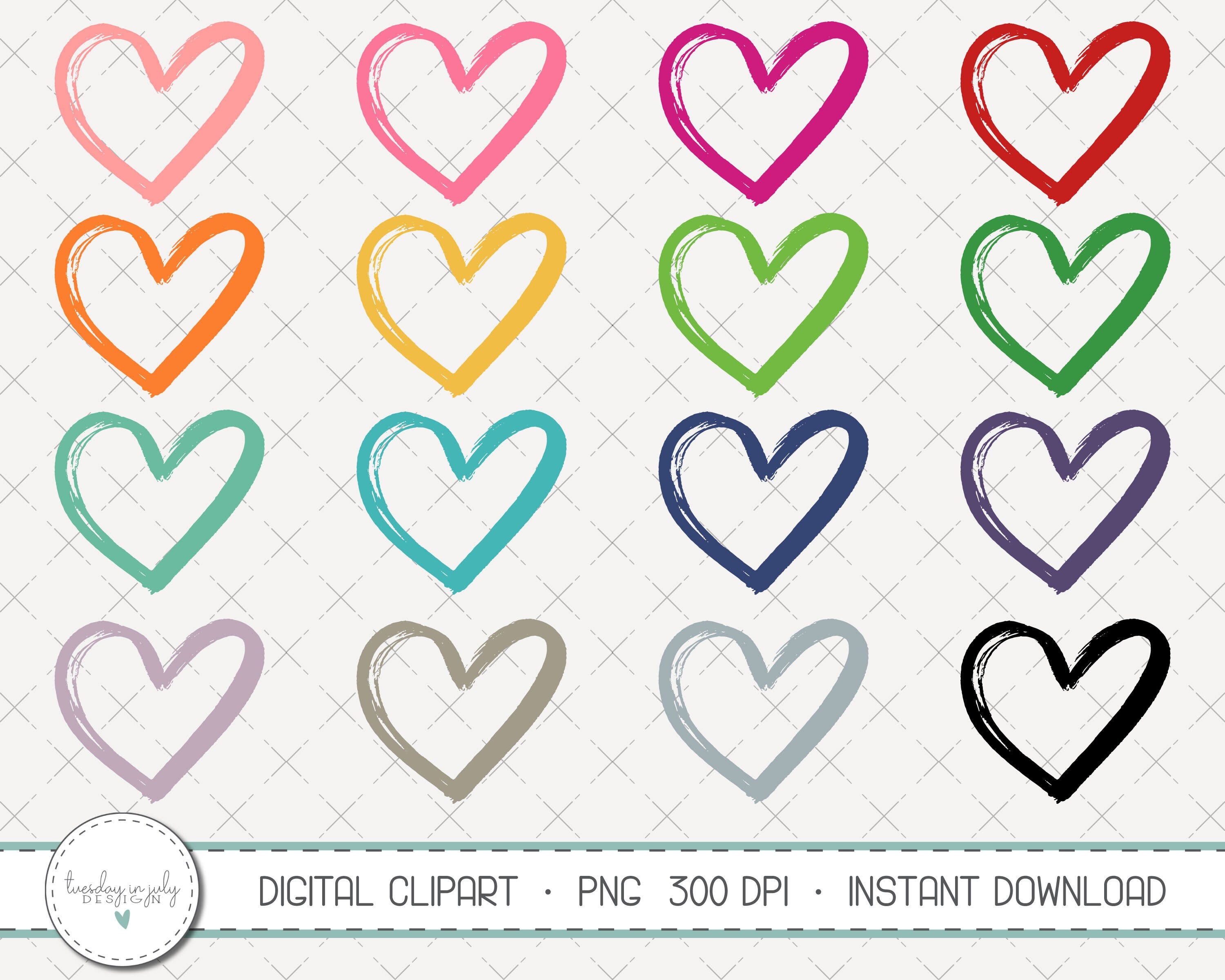 Dry Marker Doodle Hearts- Heart Clip Art -Clipart Set, Commercial Use, Instant Download, Digital Clipart, Clip Art, Planner Clip Art- MP269