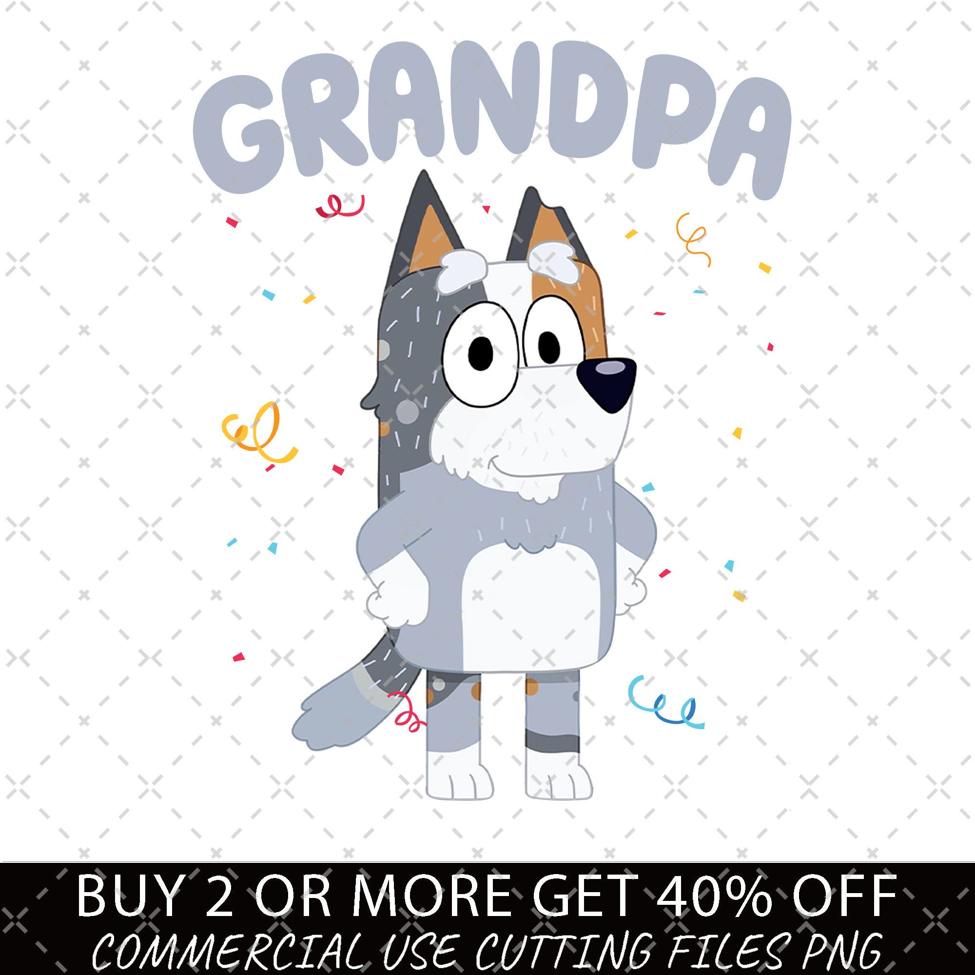 Bluey Grandpa PNG, Bluey Dad PNG, Bluey Family Cartoon Fathers Day Gift, Bluey Grandpa Digital File, Dad Birthday Gift, Fathers Day Bluey