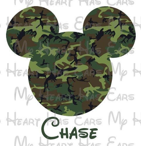 Mickey Mouse Camoflauge head ears image png digital file sublimation print Waterslide tshirt design