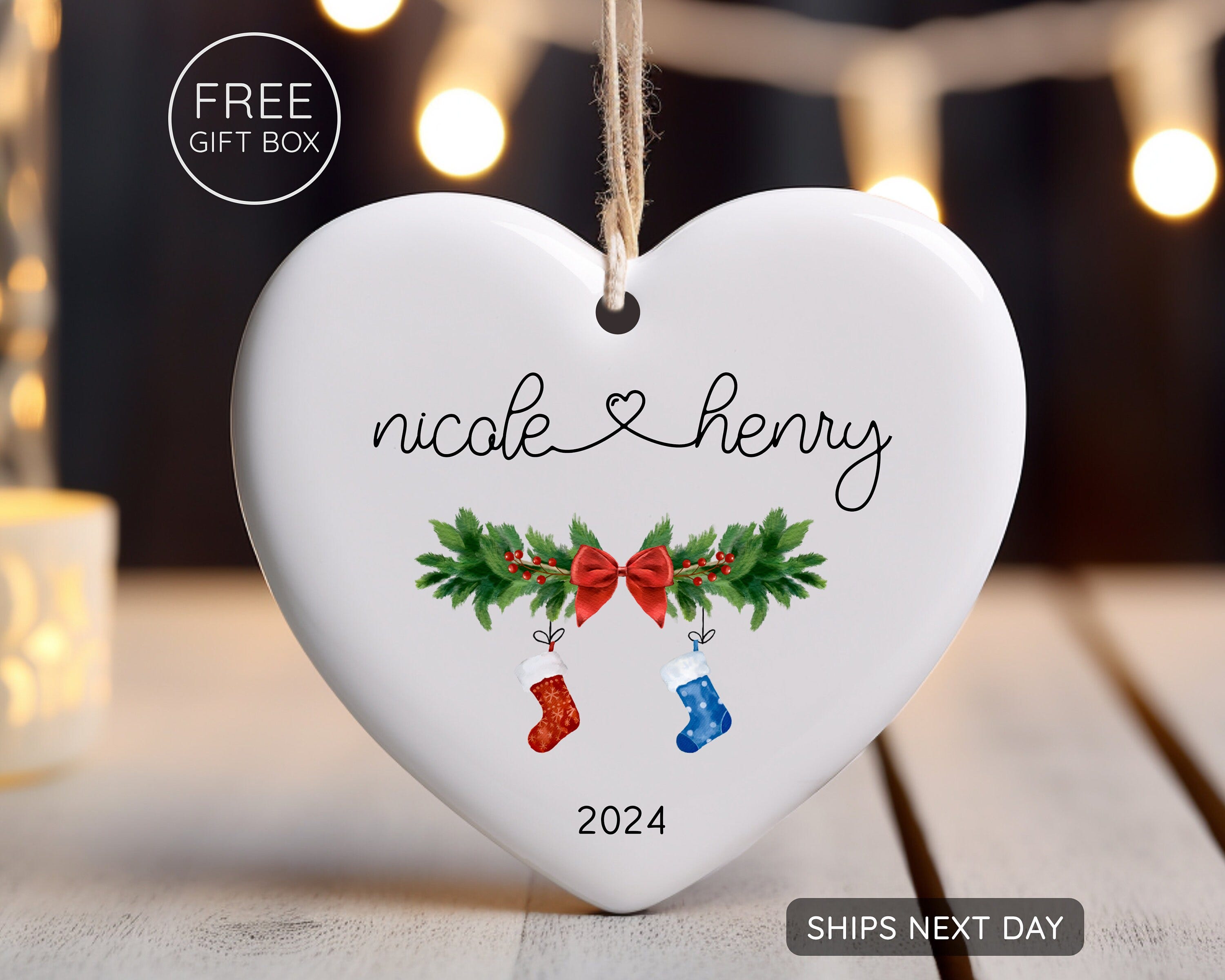 Personalized Couple Christmas Ornament - Our First Christmas Together 2024 -  Engaged/Married Gifts