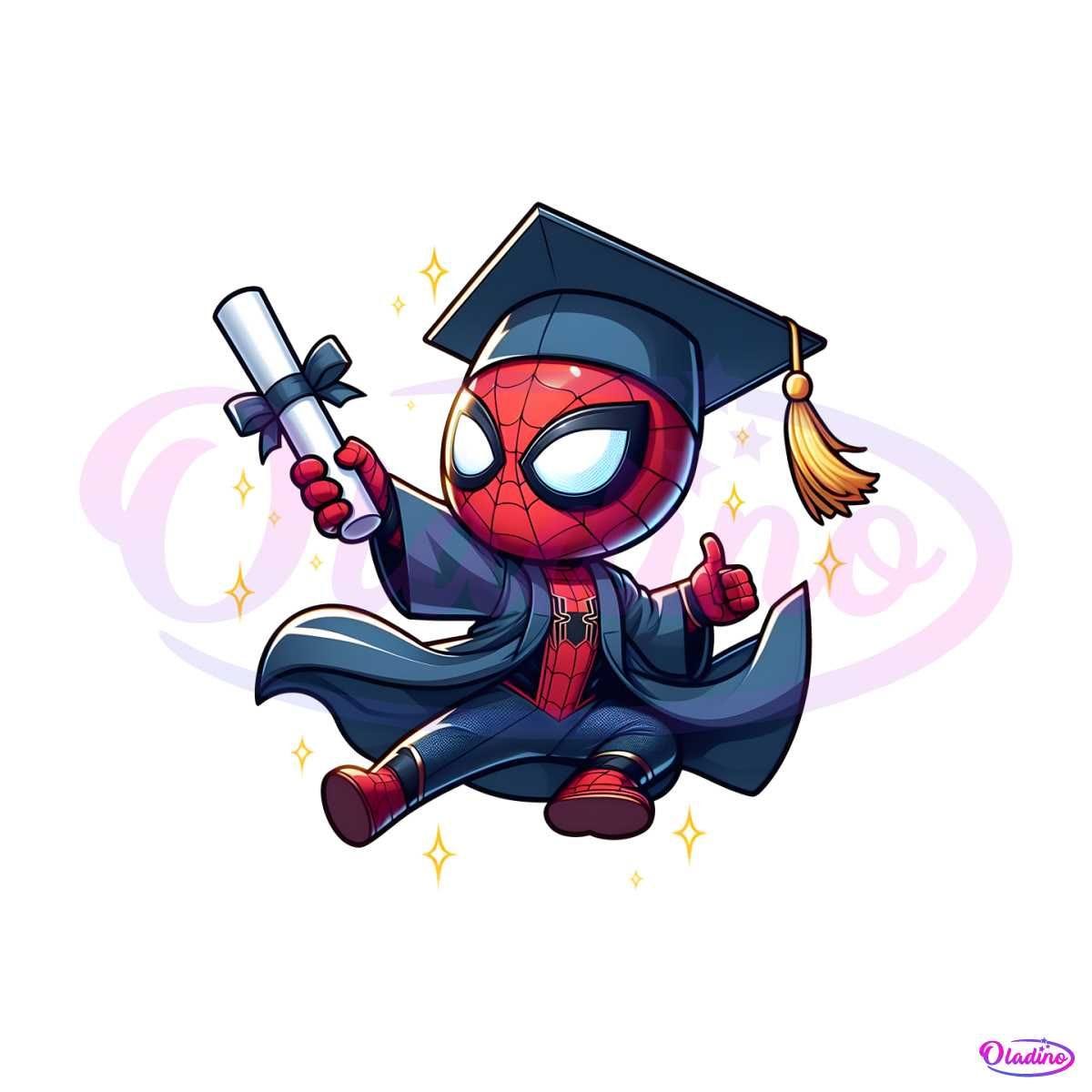 Superhero Spiderman Cartoon Graduation PNG