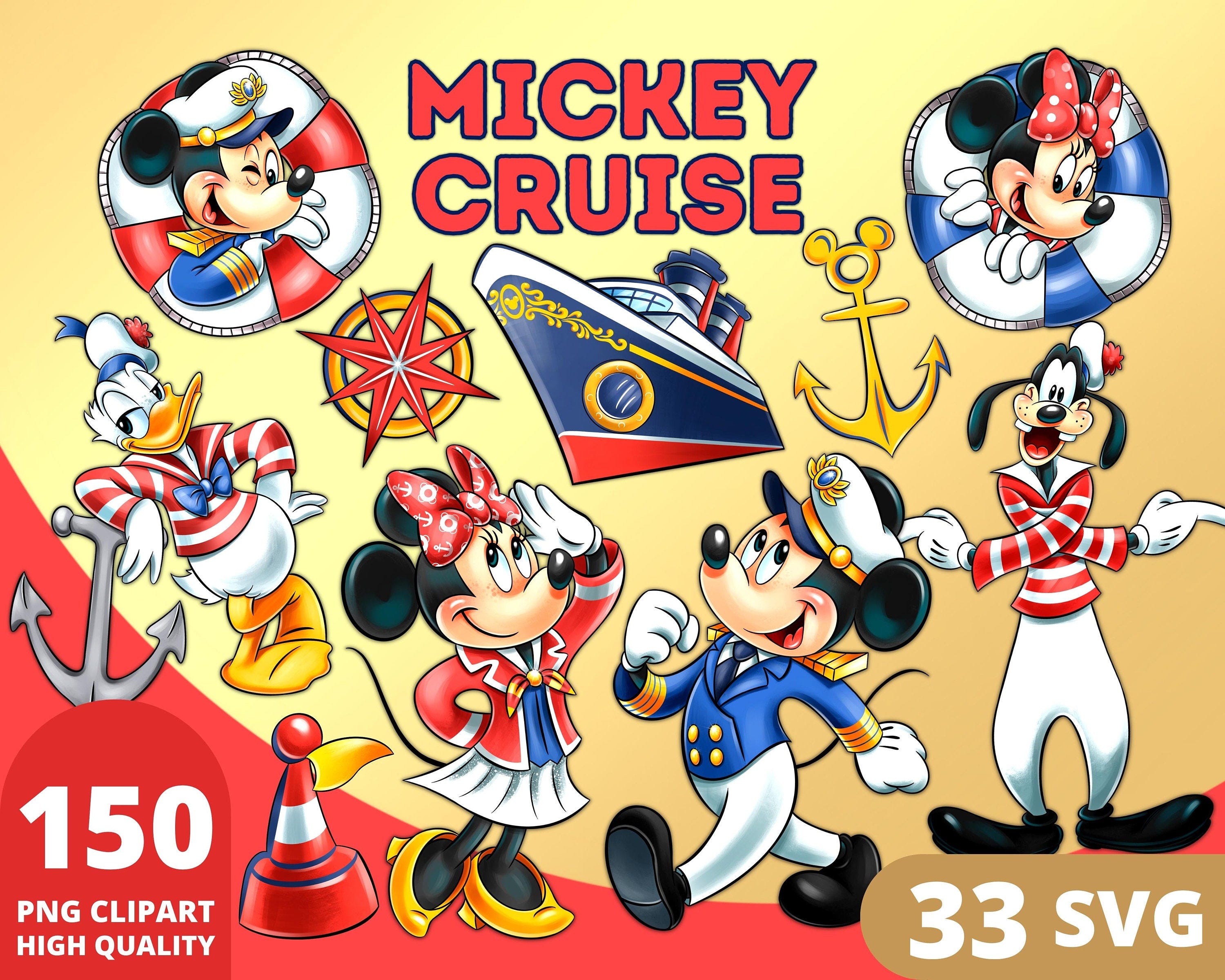 Mickey Cruise Clipart PNG, SVG Bundle, Sea Cruise, Mickey Mouse, Daisy and Donald, Family Trip, Cruise Nautical, Mickey Vacation