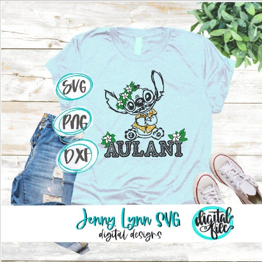 Aulani SVG Stitch Hawaii Ohana Stitch Hawaiian Shirt svg Cricut Iron On Silhouette Cut file Lilo Stitch Aulani Hibiscus Stitch png dxf svg