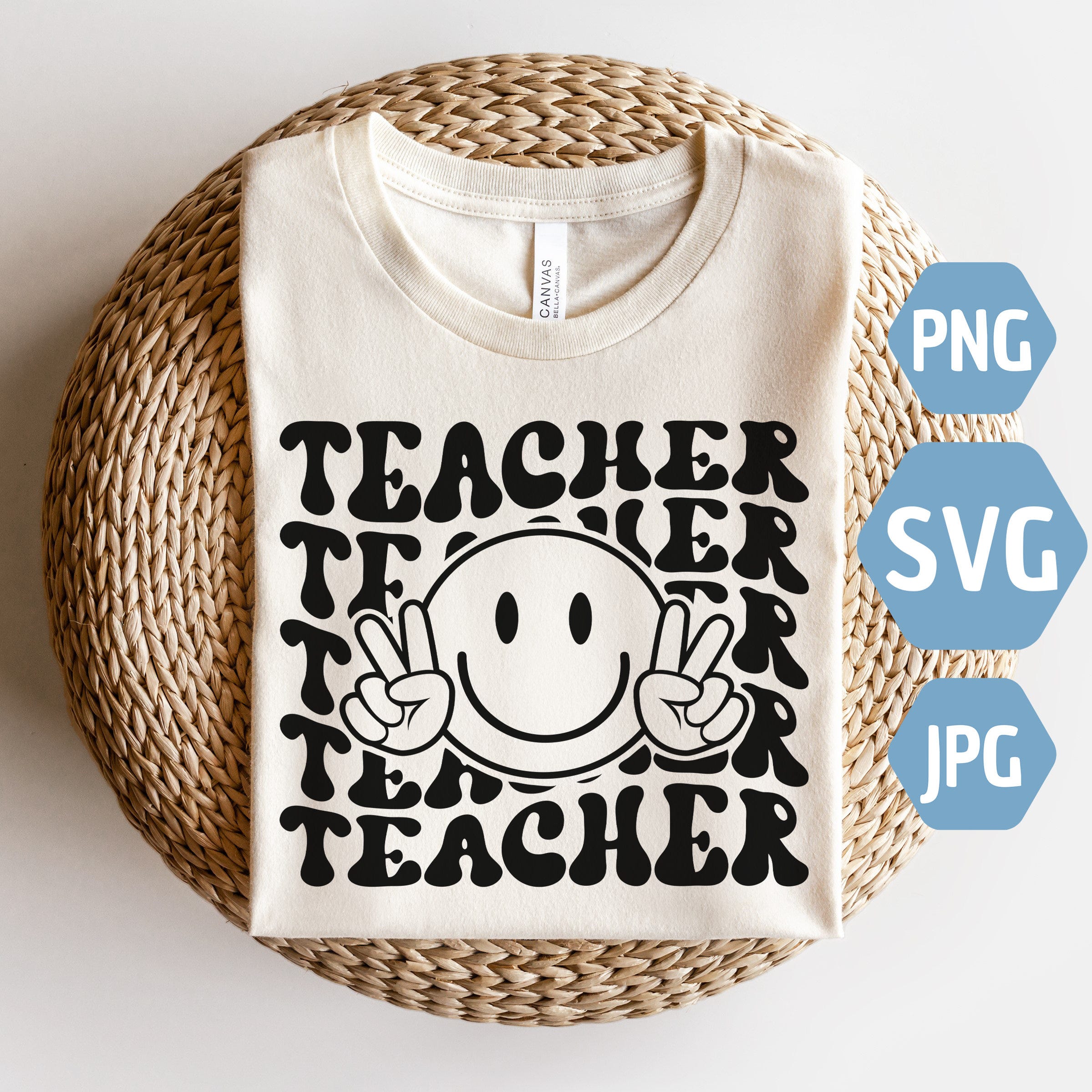 Teacher Svg, Back to School Svg, Retro Smile SVG and PNG, Teacher life svg, Smile face svg, Cute Teacher Shirt, Teacher Curvy, Teaching